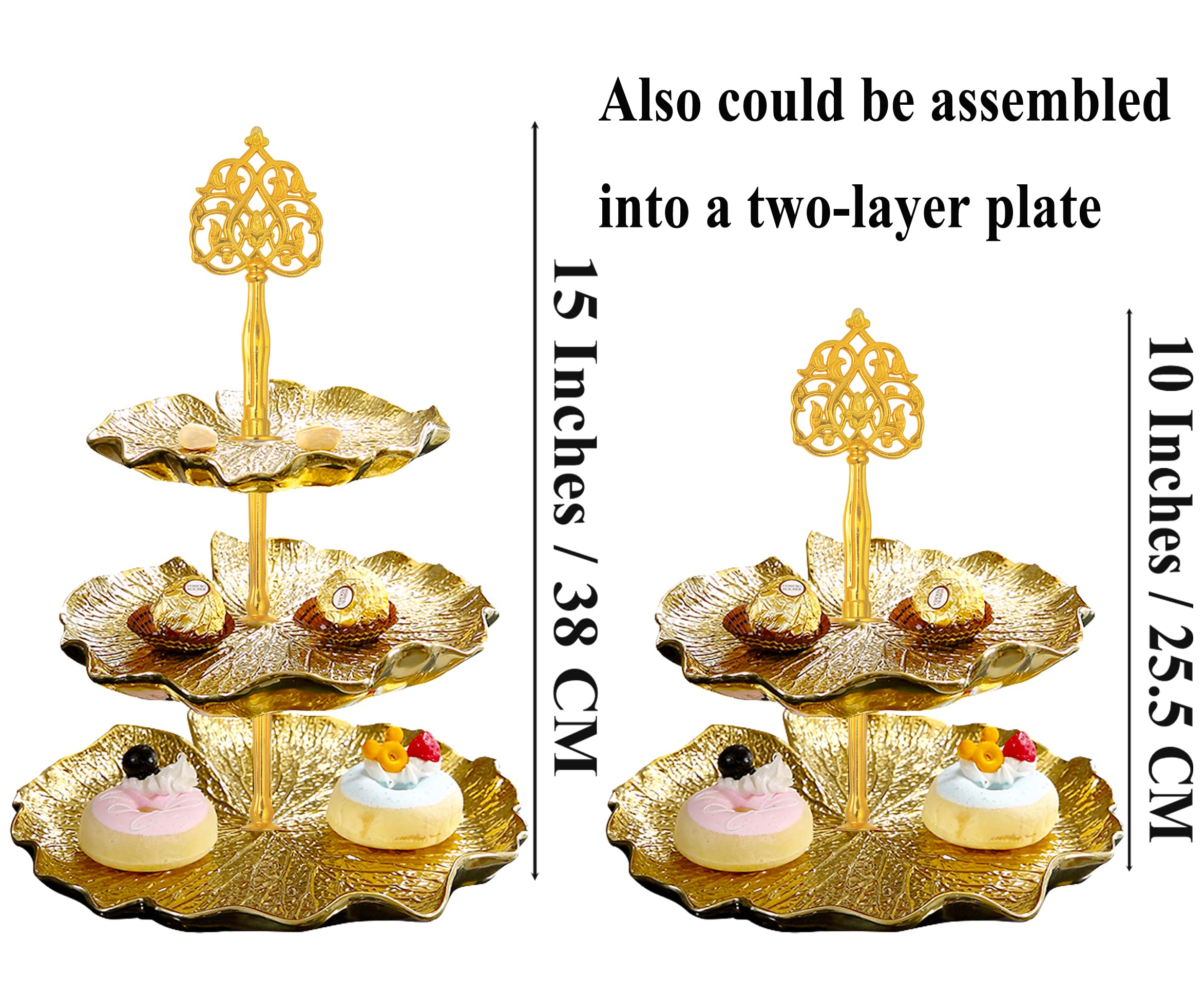 15 Inches 3-Tier Cupcake Golden Stand Hardware Fittings, Metal Mold Scepter Holder Diy Making For Fruit Plate Cake Stand Snack T