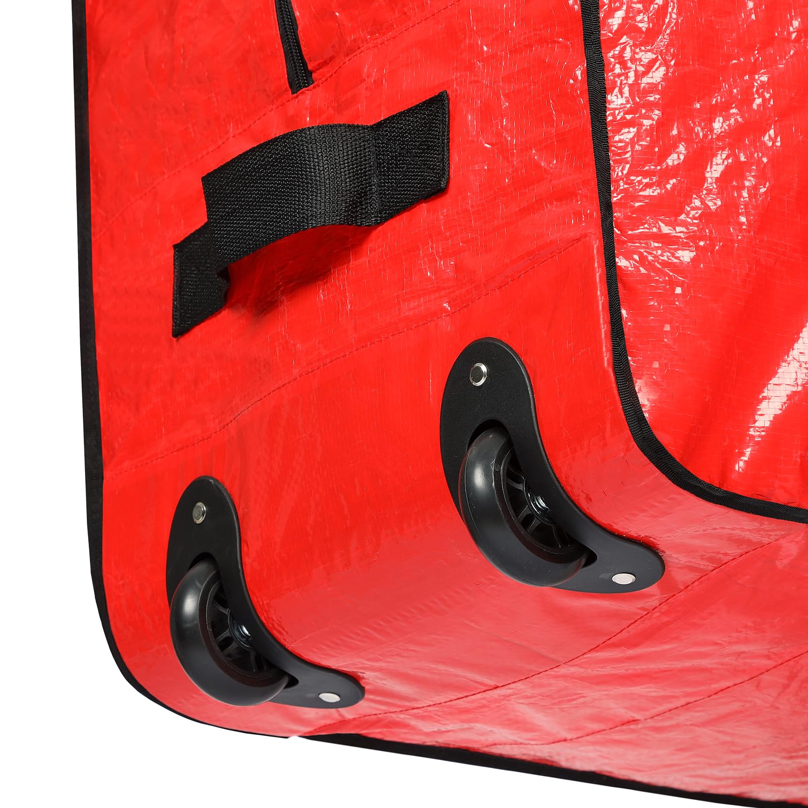HOMEST Christmas Tree Storage Bag, Fits for 9 ft Xmas Artificials, Zippered Bag with Reinforced Carrying Handles and Wheels, Red