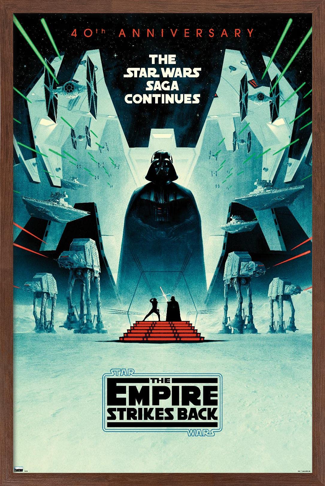 Trends International Star Wars: The Empire Strikes Back - 40Th Anniversary Wall Poster, 14.725'' X 22.375'', Mahogany Framed Ver