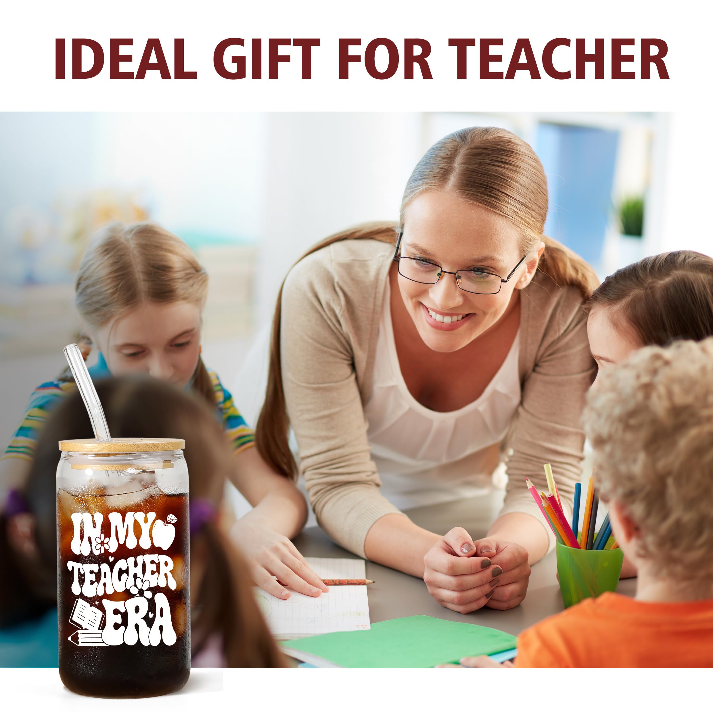 Shqiueos Teacher Gifts, Teacher Cup With Lid Straw, Teacher Appreciation Gifts For Women, End Of Year Teacher Gifts, Back To Sch