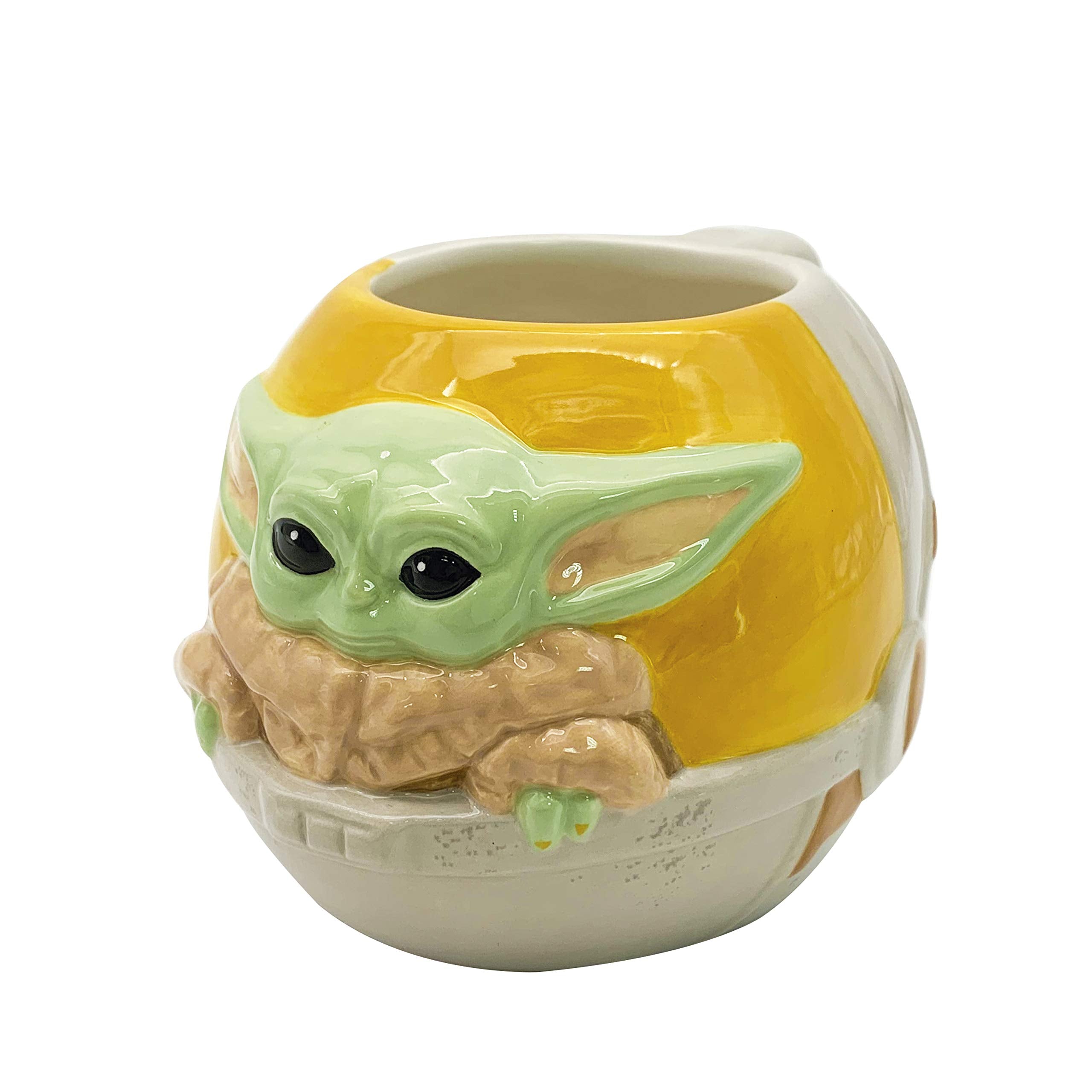 Zak Designs Star Wars The Mandalorian The Child Sculpted Ceramic Coffee Mug Collectible Keepsake with Unique 3D Character, 16 OZ