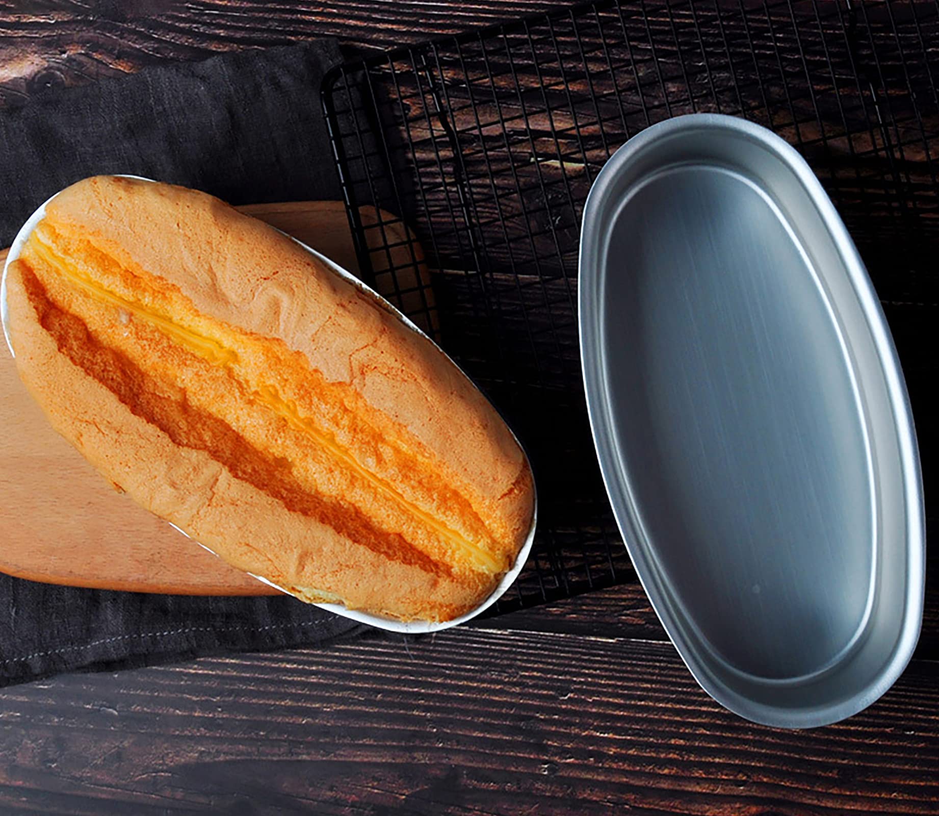 Yesland 4 Packs Oval Cheesecake Pan - 8 Inch Non-Stick Oval Cake Bread And Meat Bakeware - Aluminum Breads Loaf Pans/Cake Mold F