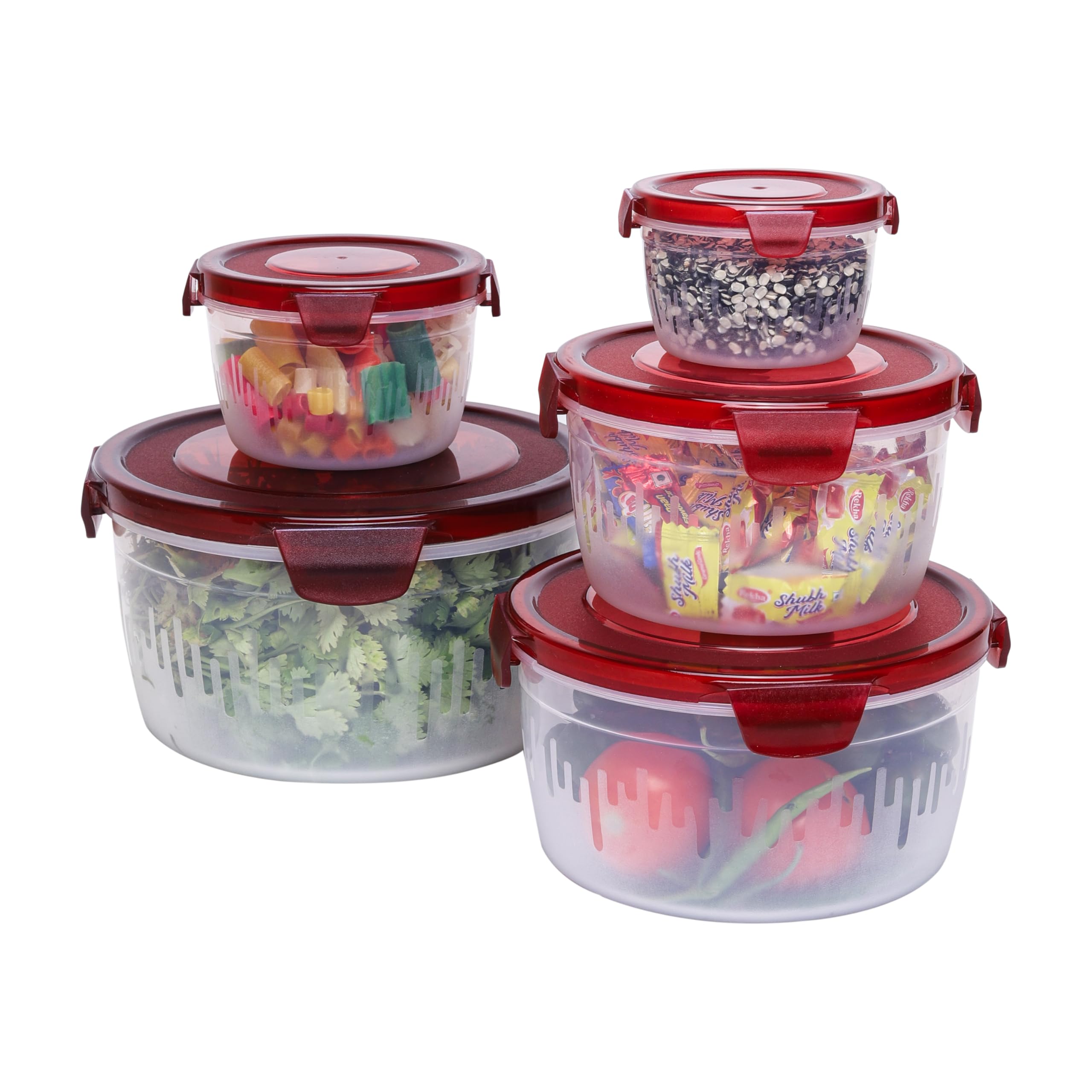 Pearlpet Pp Container Circular Plastic Food Storage Container With Air Tight Lid | Fridge & Freezer Dabba Containers, Fruit Box 