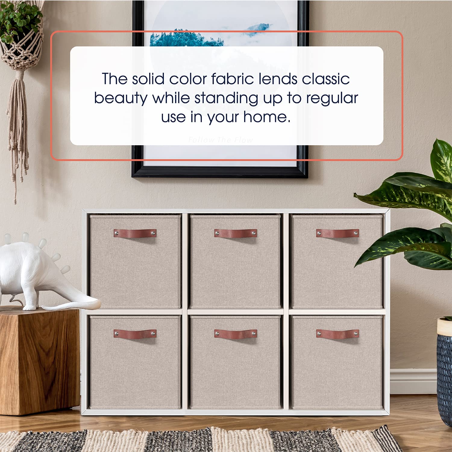 Ornavo Home 13 X 15 X 13 Kallax Storage Cube Bins, Foldable Collapsible Fabric Storage Bins Box Linen Shelf Basket Cube Organize