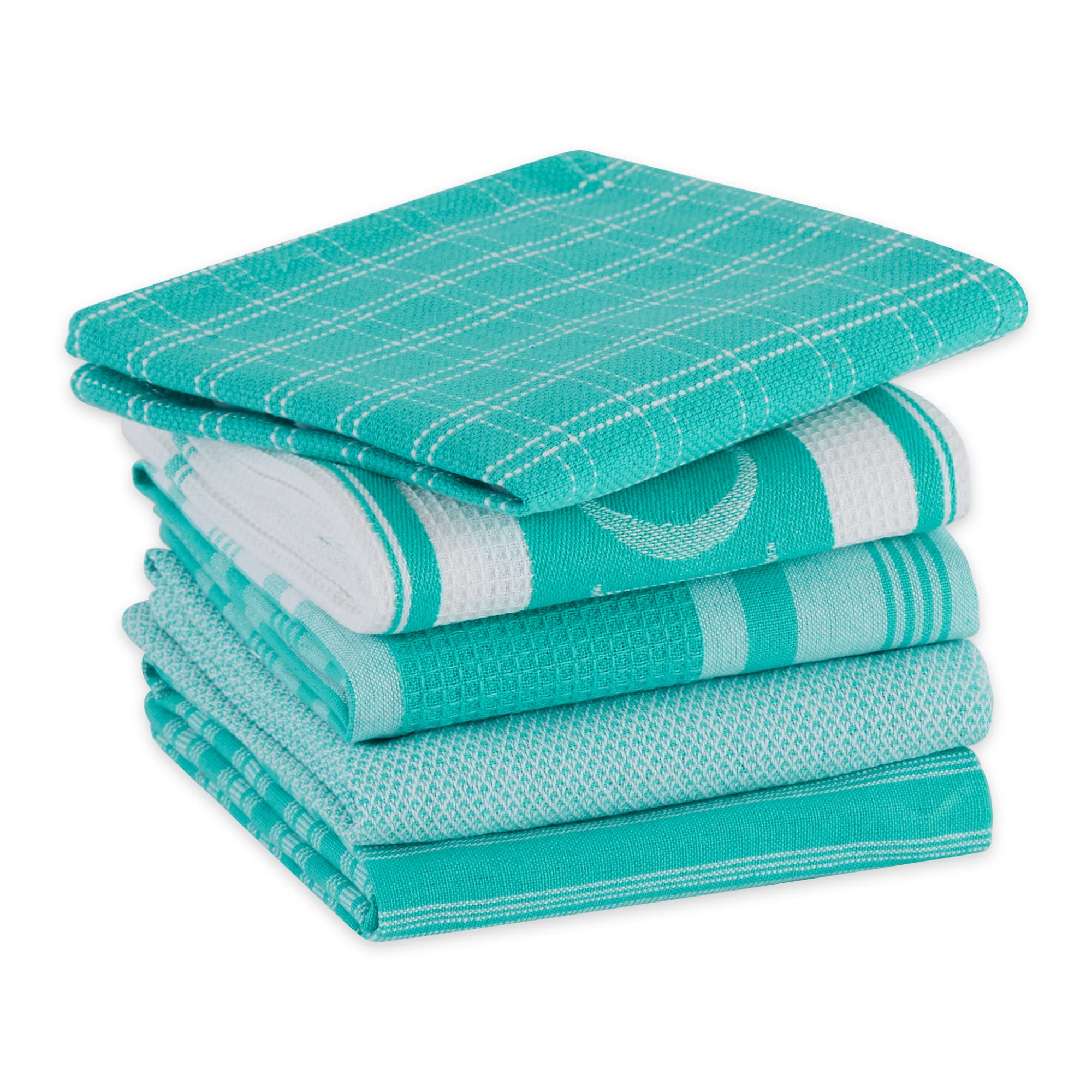 Dii Everyday Collection Foodie Kitchen Set, Dishtowel & Dishcloth, Teal, 5 Piece