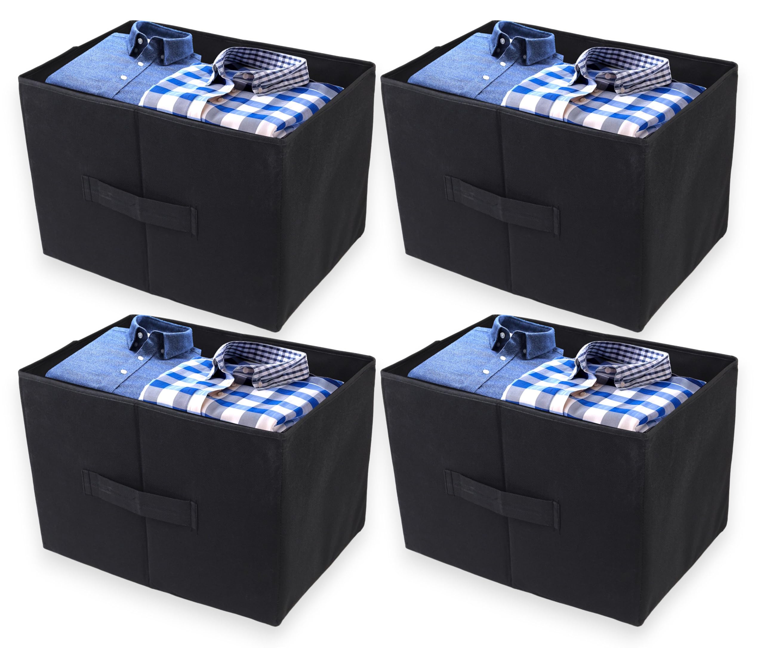 Wardrobe Organizer Rectangle Shape Black Colour NonWoven Fabric, Pant Organiser, Shirt Stacker (Pack Of 4)