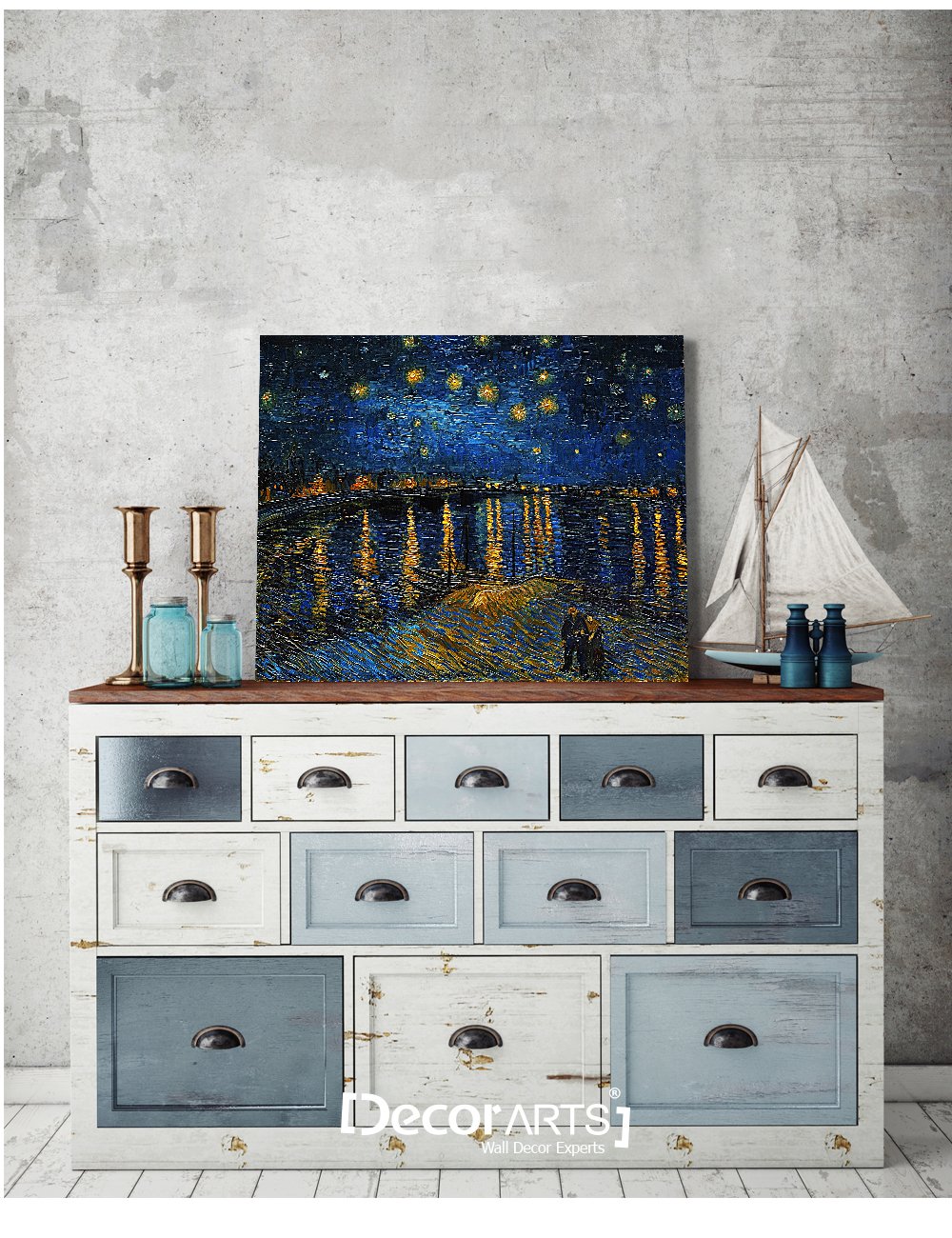 Decorarts - Starry Night Over The Rhone By Vincent Van Gogh Art Classic Art. Giclee Prints Canvas Wall Art For Wall Decor 20X16