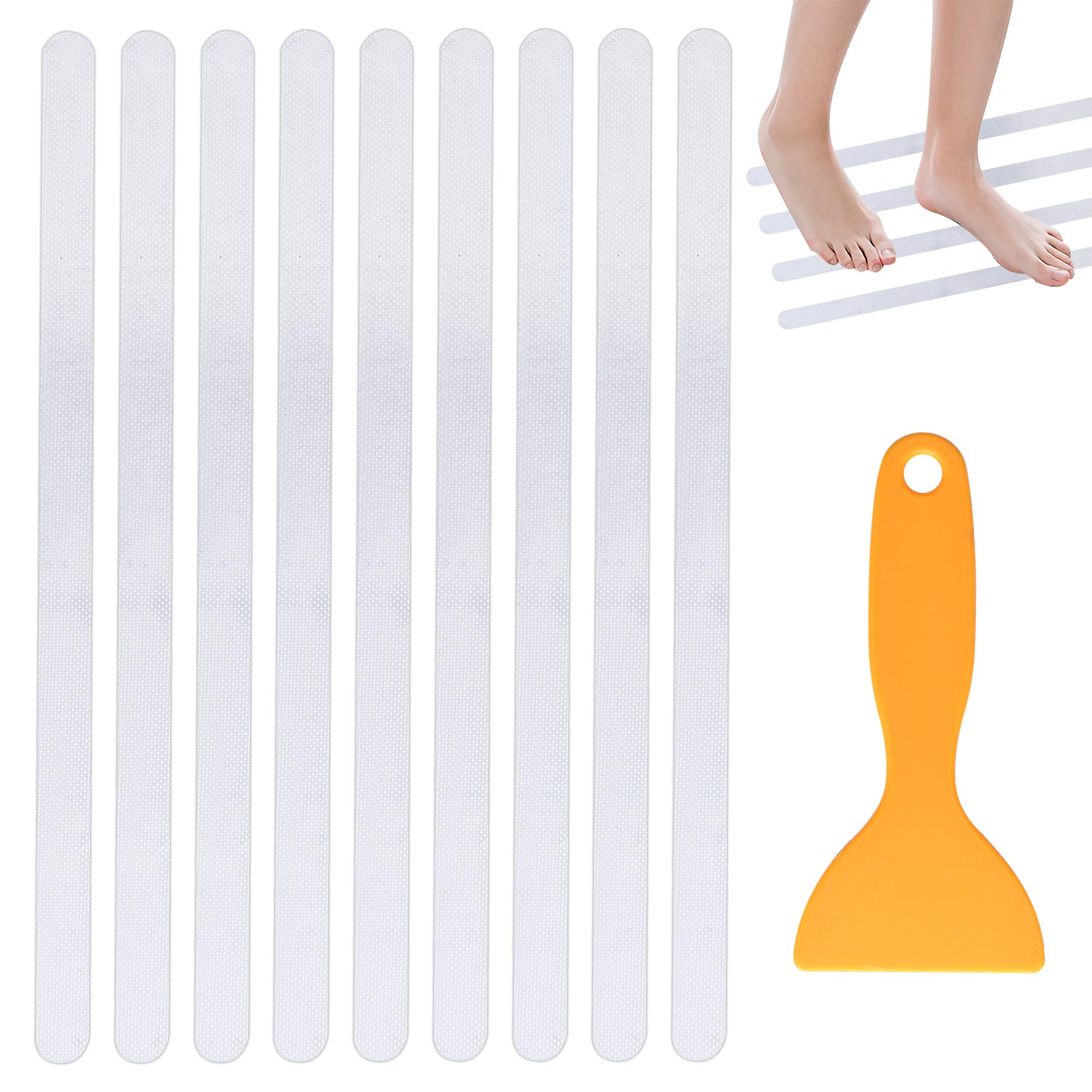 Supkiir Bathtub Non Slip Stickers, 24 Pcs Anti Slip Adhesive Shower Treads With Scraper For Bath, Tub, Shower, Pool, Stairs, Lad