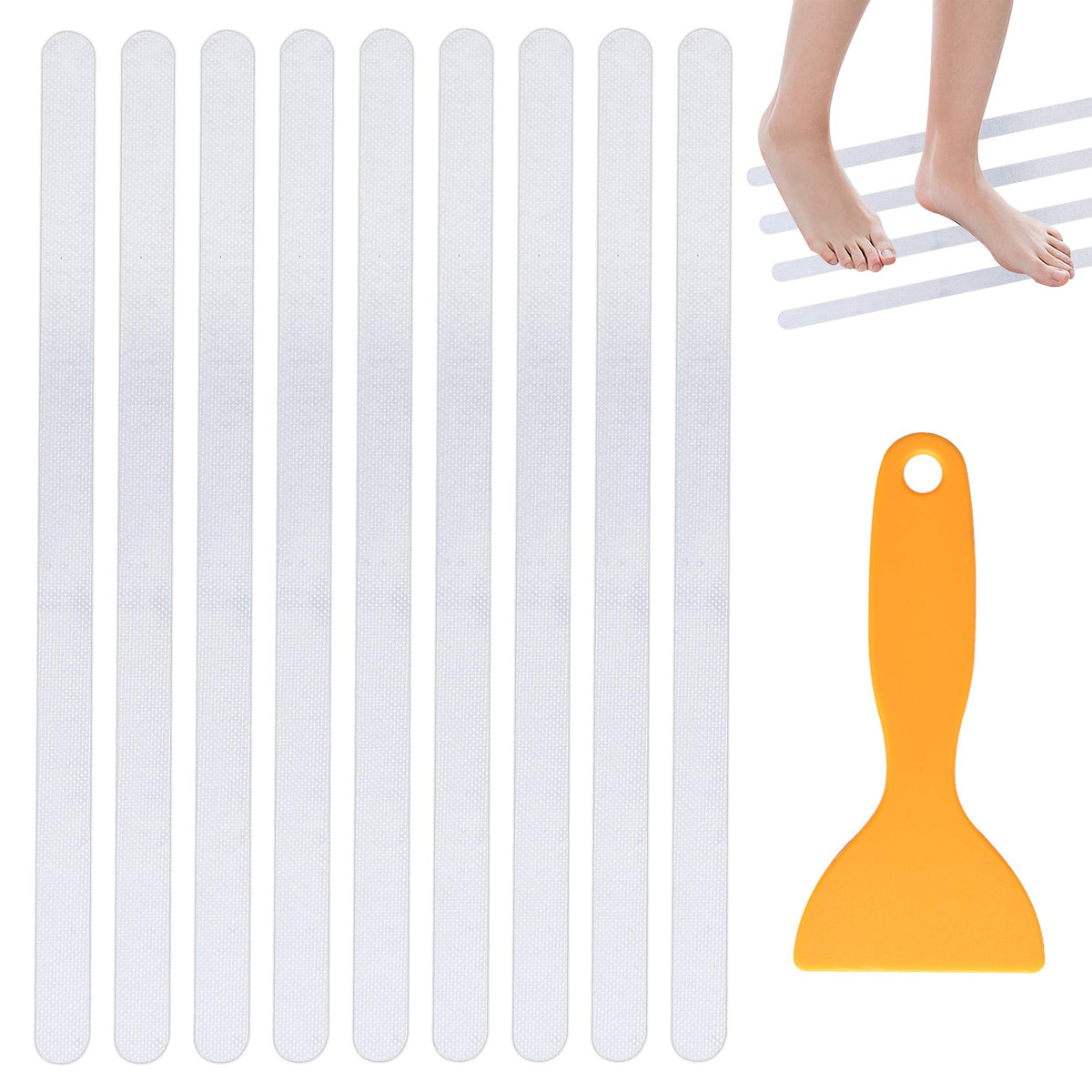 Supkiir Bathtub Non Slip Stickers, 24 Pcs Anti Slip Adhesive Shower Treads With Scraper For Bath, Tub, Shower, Pool, Stairs, Lad