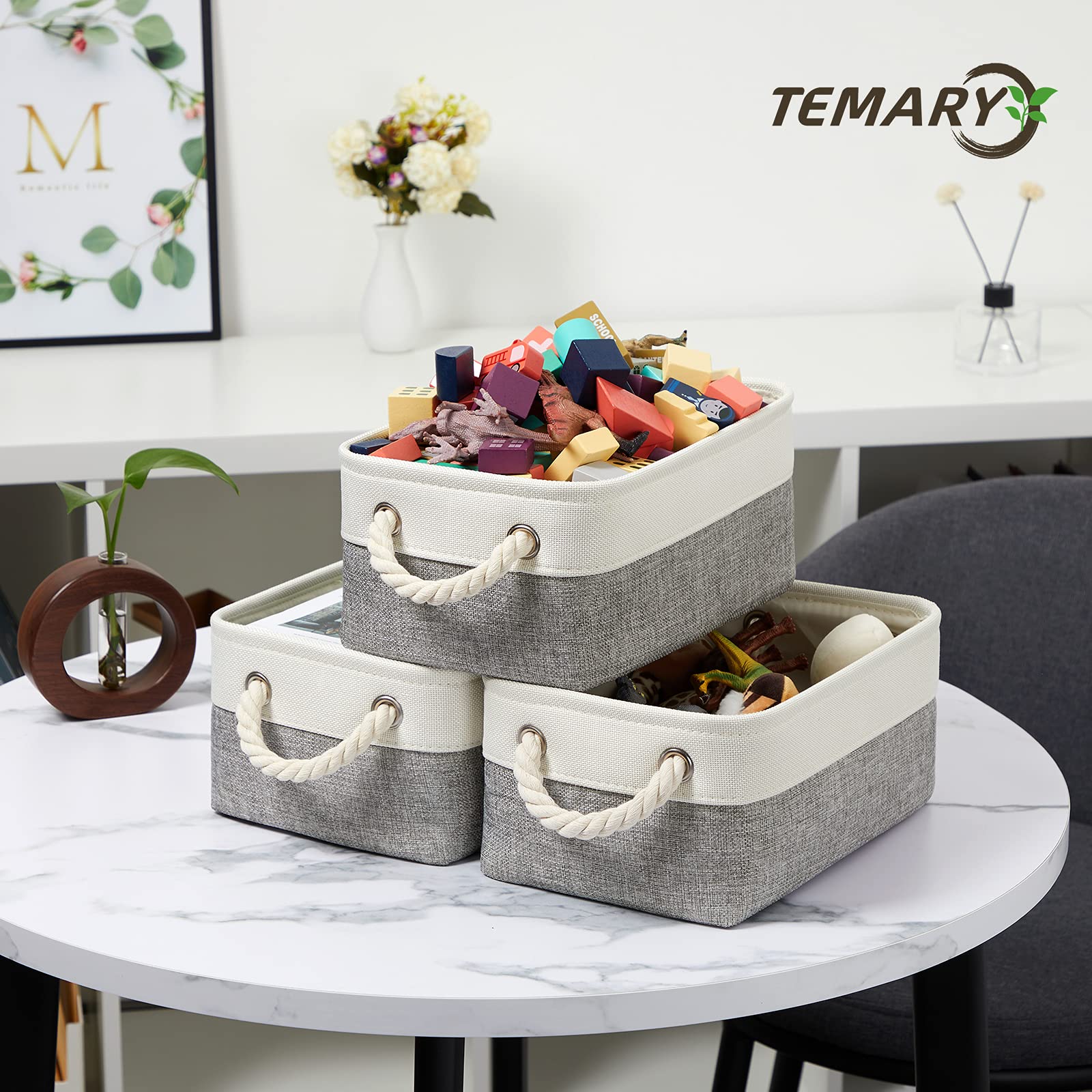 Temary Small Storage Baskets For Organizing Toys, 6Pcs Small Storage Bins, Decorative Collapsible Fabric Gift Baskets Empty For