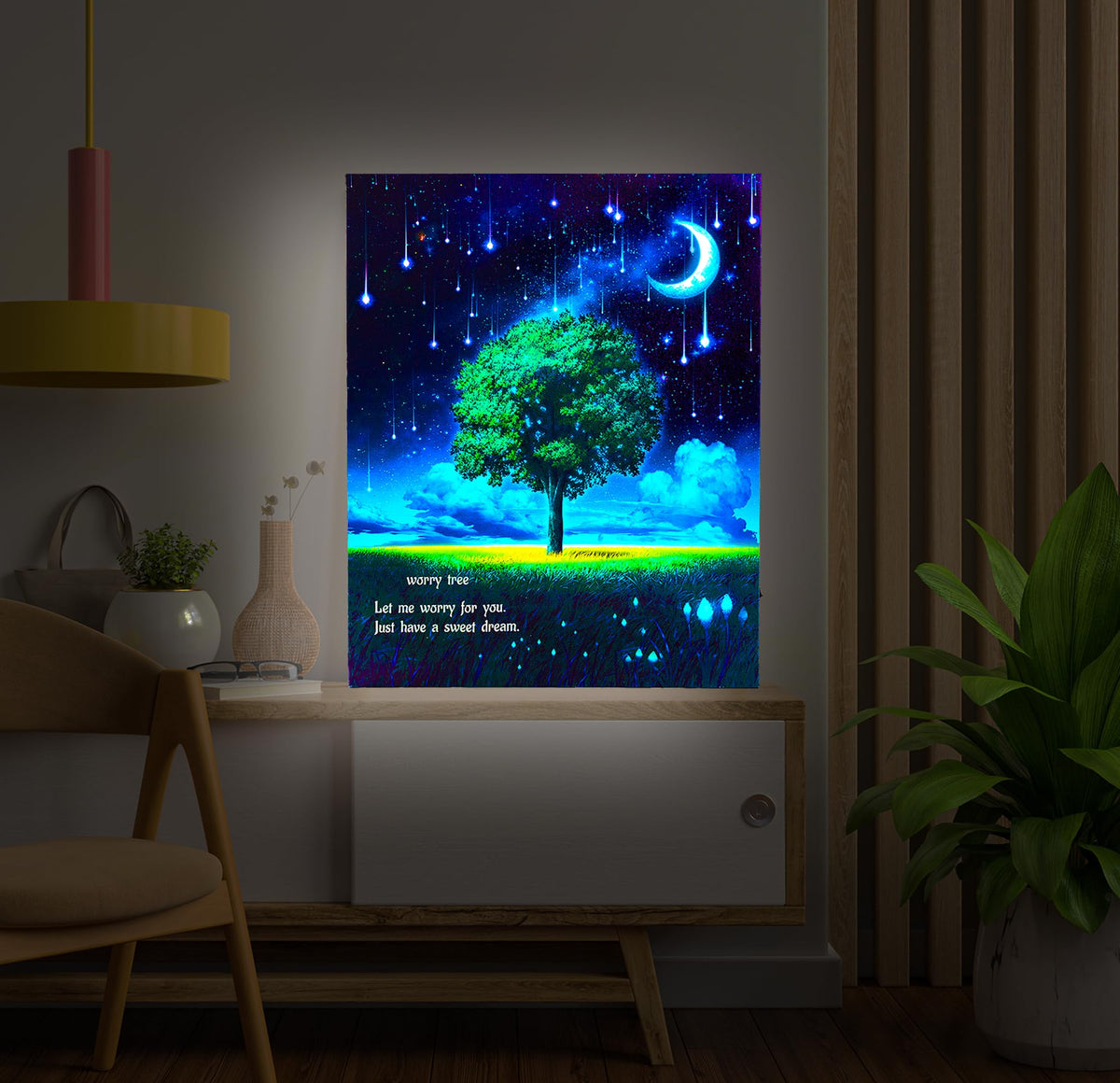 Lighted Canvas Wall Art With Heartwarming Message, Relaxing Zen Decor With Timer - Battery Operated, Anxiety Relief Gift For Bed
