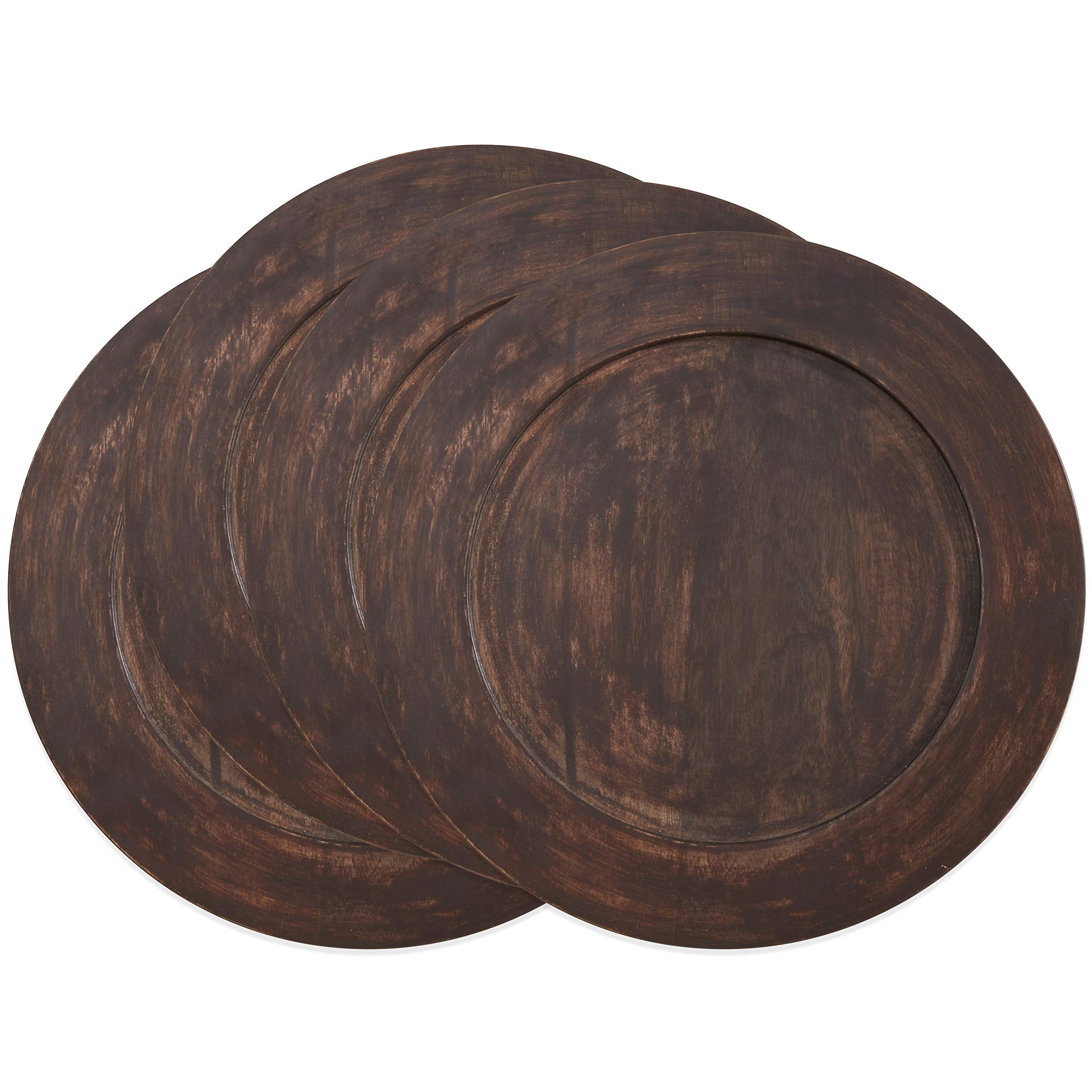 Dark Wood Charger Plates (Set Of 4)