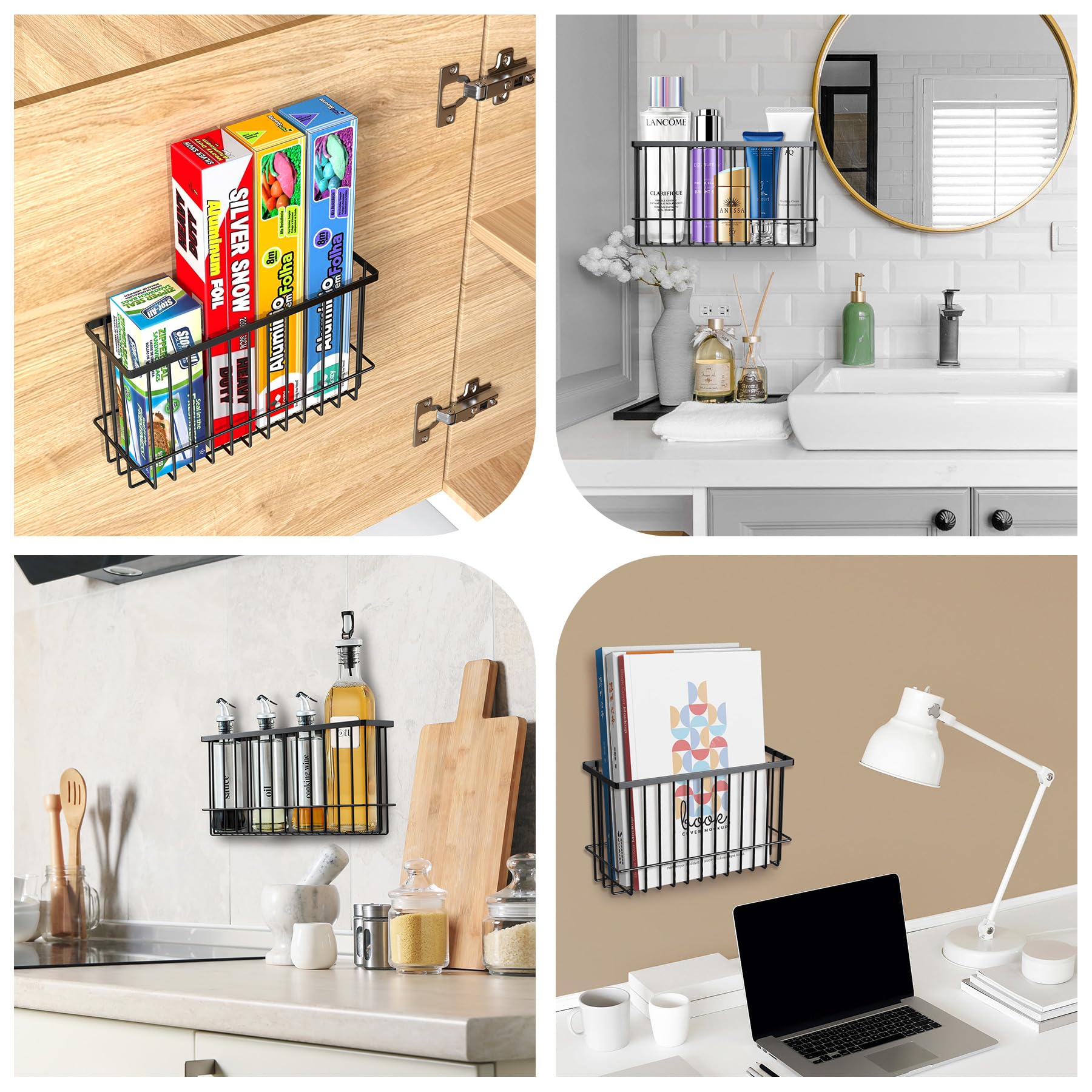 Nihome Cabinet Door Lid Organizer 2-Pack, Cabinet Organizers And Storage, Compact Design For Space Optimization-Over The Cabinet