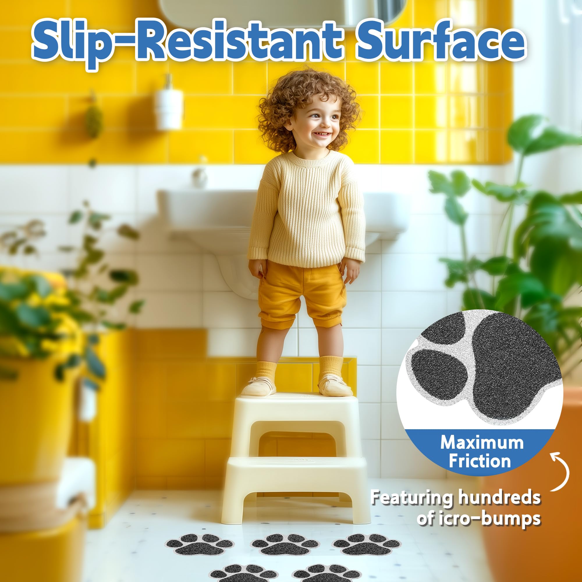 Secopad Non-Slip Bathtub Stickers  20 PCS Large Safety Bathroom Tubs Showers Treads Adhesive Decals Scraper (Black)