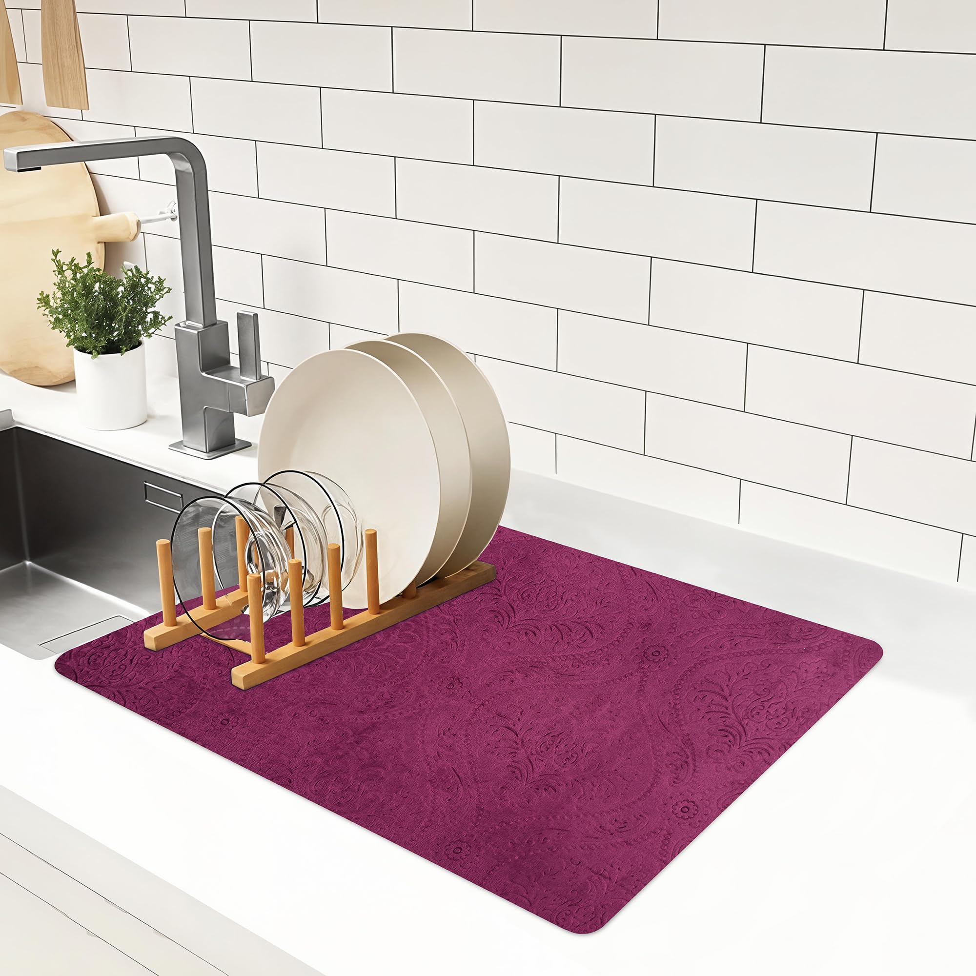 Kuber Industries 50X70 Soft Microfiber Dish Drying Mat For Kitchen | Machine Washable & Quick Drying Water Absorbing Mat For Kit