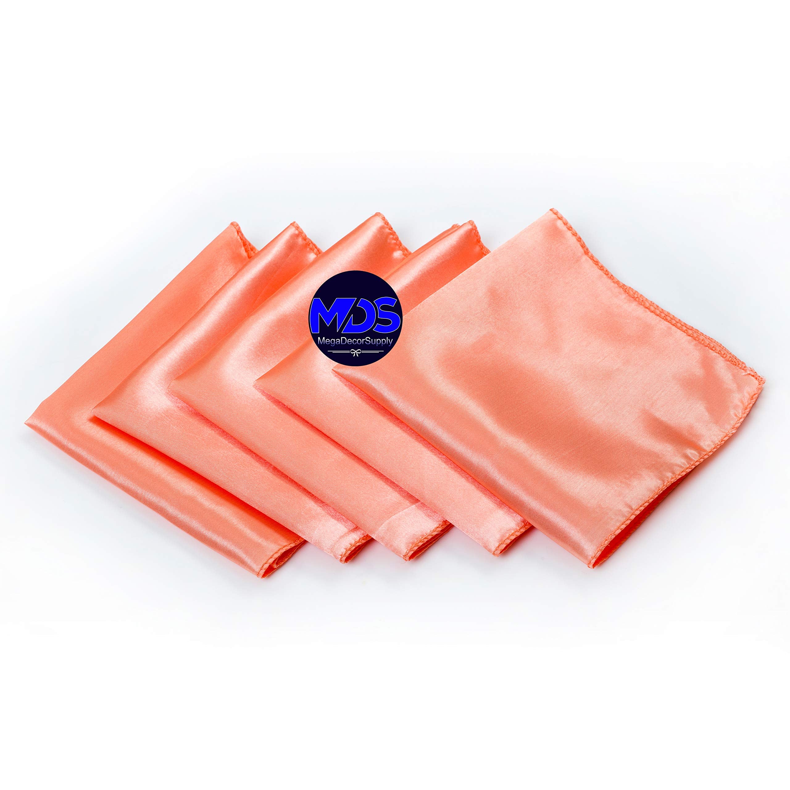 Mds Pack Of 100 Wedding Satin 12''X 12'' Square Dinner Napkin Or Handkerchief For Wedding Banquet Decoration - Pitch