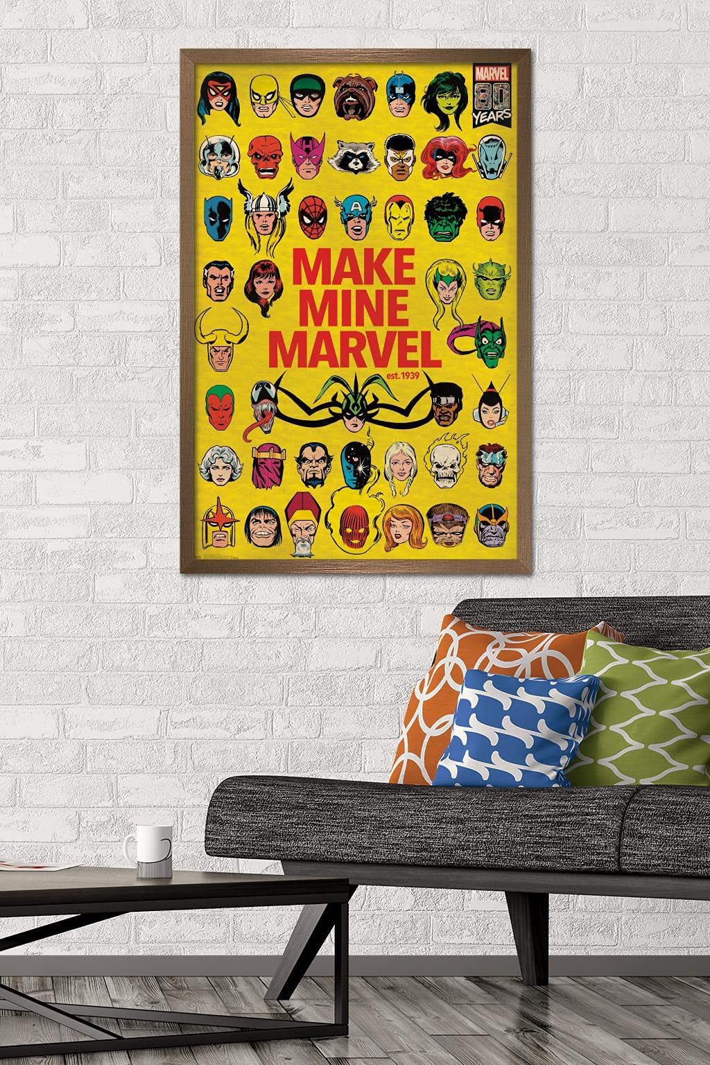 Trends International Marvel Comics - Marvel 80Th Anniversary - Group Wall Poster, 22.375'' X 34'', Bronze Framed Version