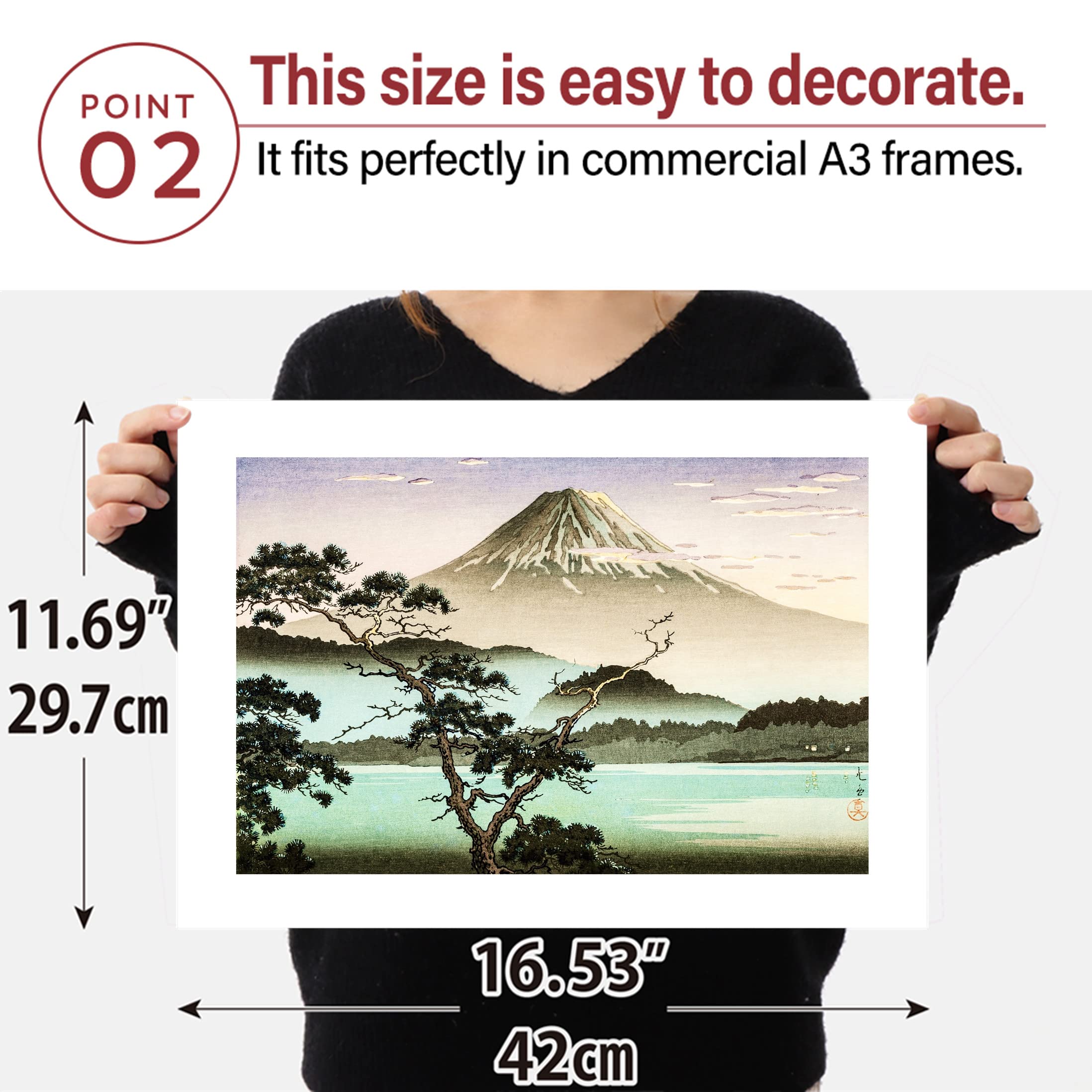 Tsuchiya Koitsu Mount Fuji From Lake Sai   Poster Japanese Painting 16.53Inch  11.69Inch/42?  29.7?(A3)?Made In Japan?Print On A