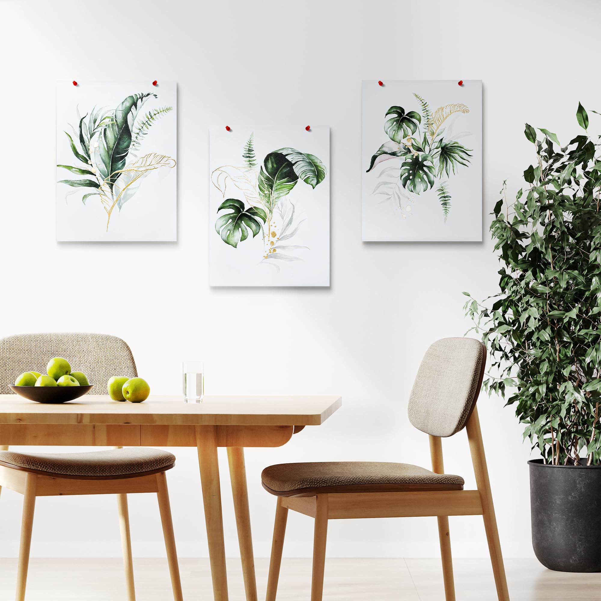 Artbyhannah Canvas Wall Art For Living Room Botanical Wall Art Gold Modern Wall Decor With Green Plant Prints For Bedroom Bathro