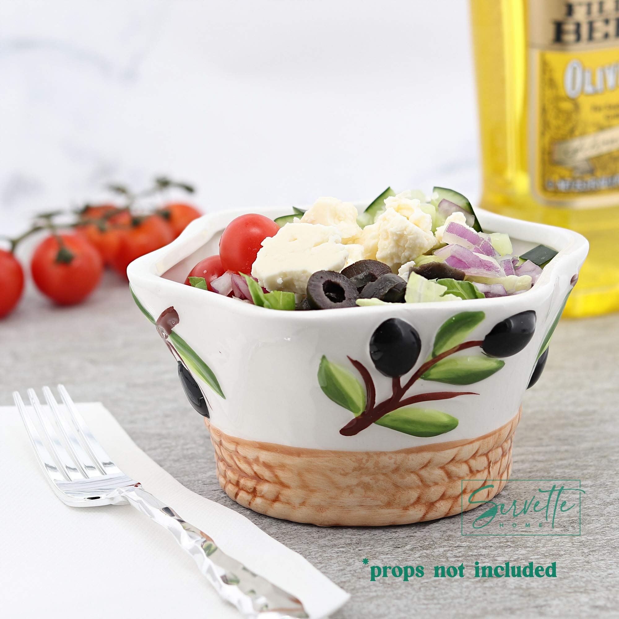 Servette Home Medium Ceramic Olive Salad Bowl 3 Inchs High And 5.75 Inches Wide.
