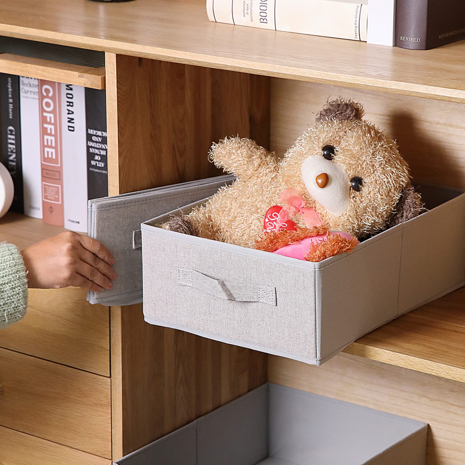 Bomkee Clothings Collapsible Storage Bins, Foldable Organizers And Storage Baskets Cube Storage Bin For Bedroom Living Room (4 P