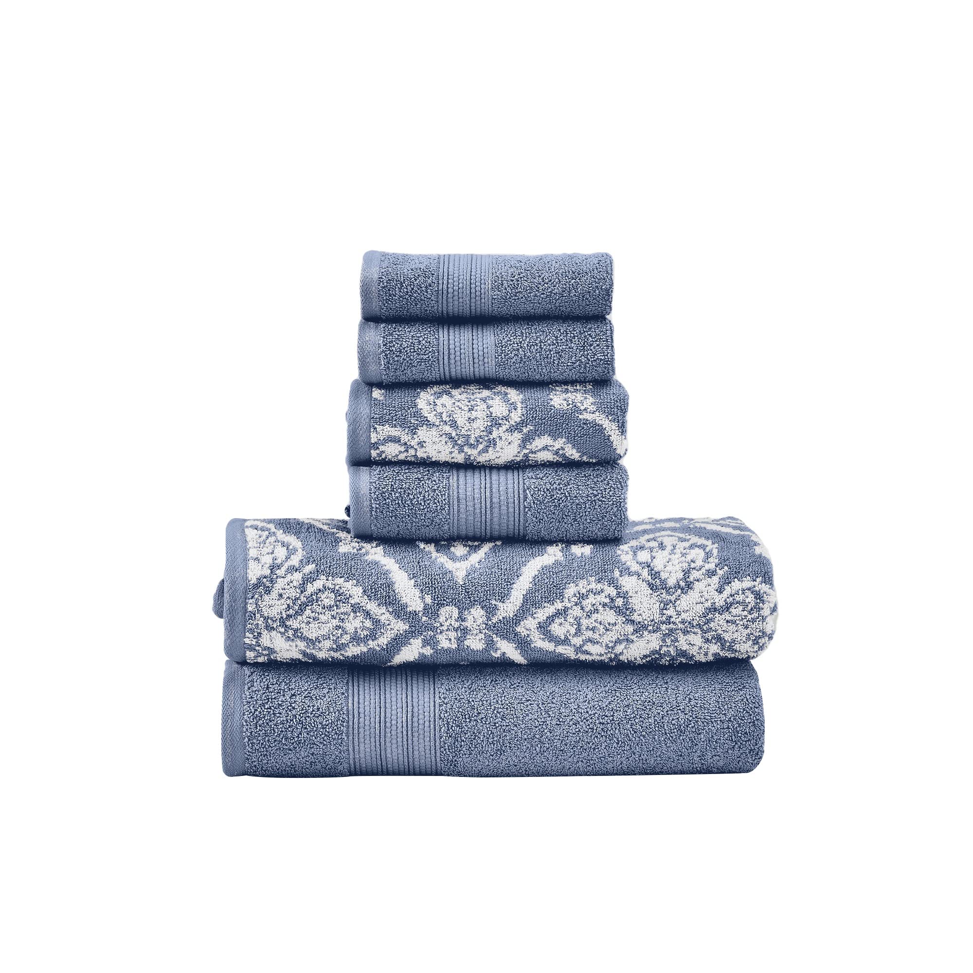 Modern Threads Amaris 6-Piece Reversible Yarn Dyed Jacquard Towel Set - Bath Towels, Hand Towels, & Washcloths - Super Absorbent