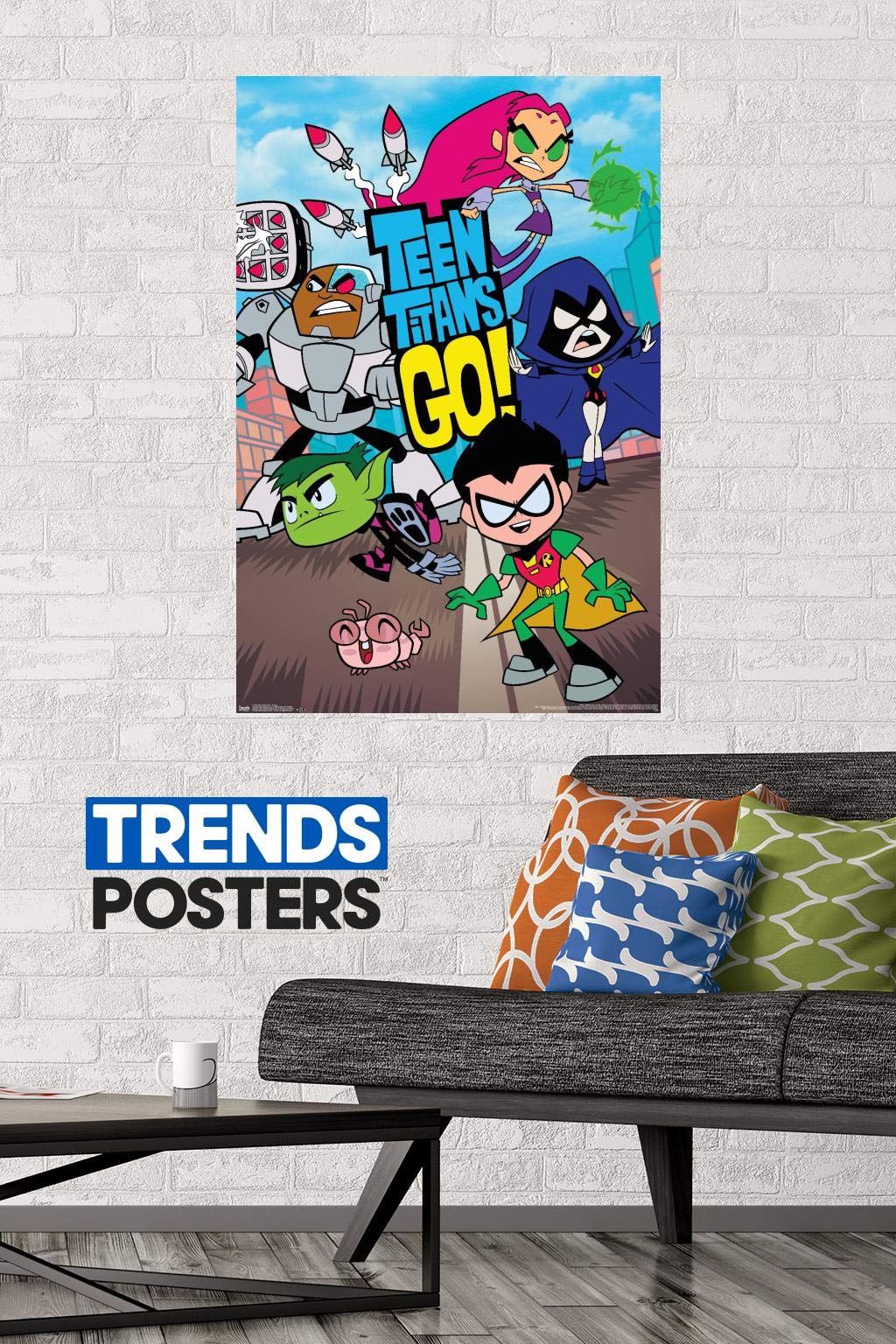 Trends International Dc Comics Tv - Teen Titans Go! - Group Wall Poster, 22.37'' X 34.00'', Premium Poster & Mount Bundle