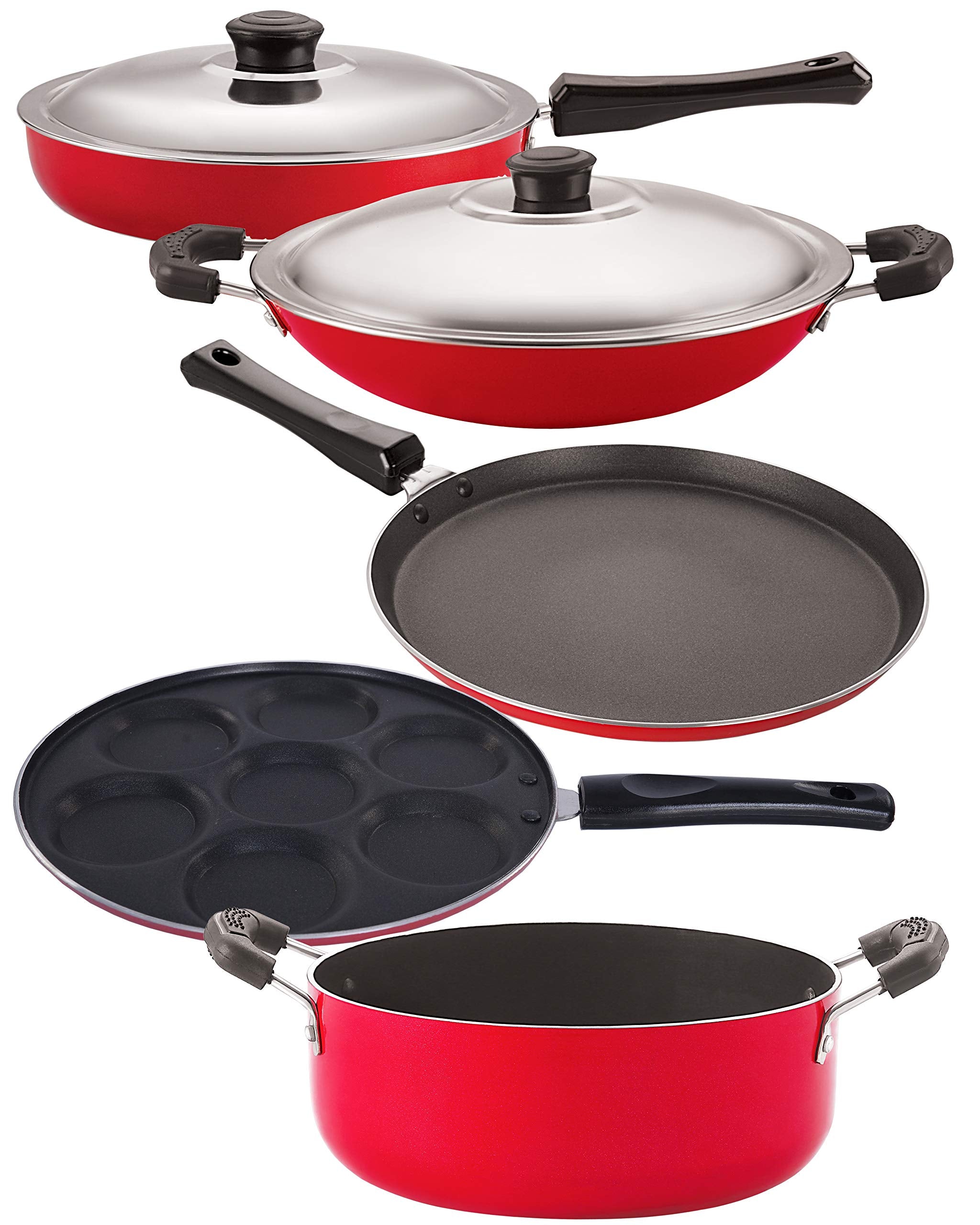 Nirlon NonStick 5 Piece Highly Durable Pfoa Free Aluminium Combo Cookware Essential Set Offer