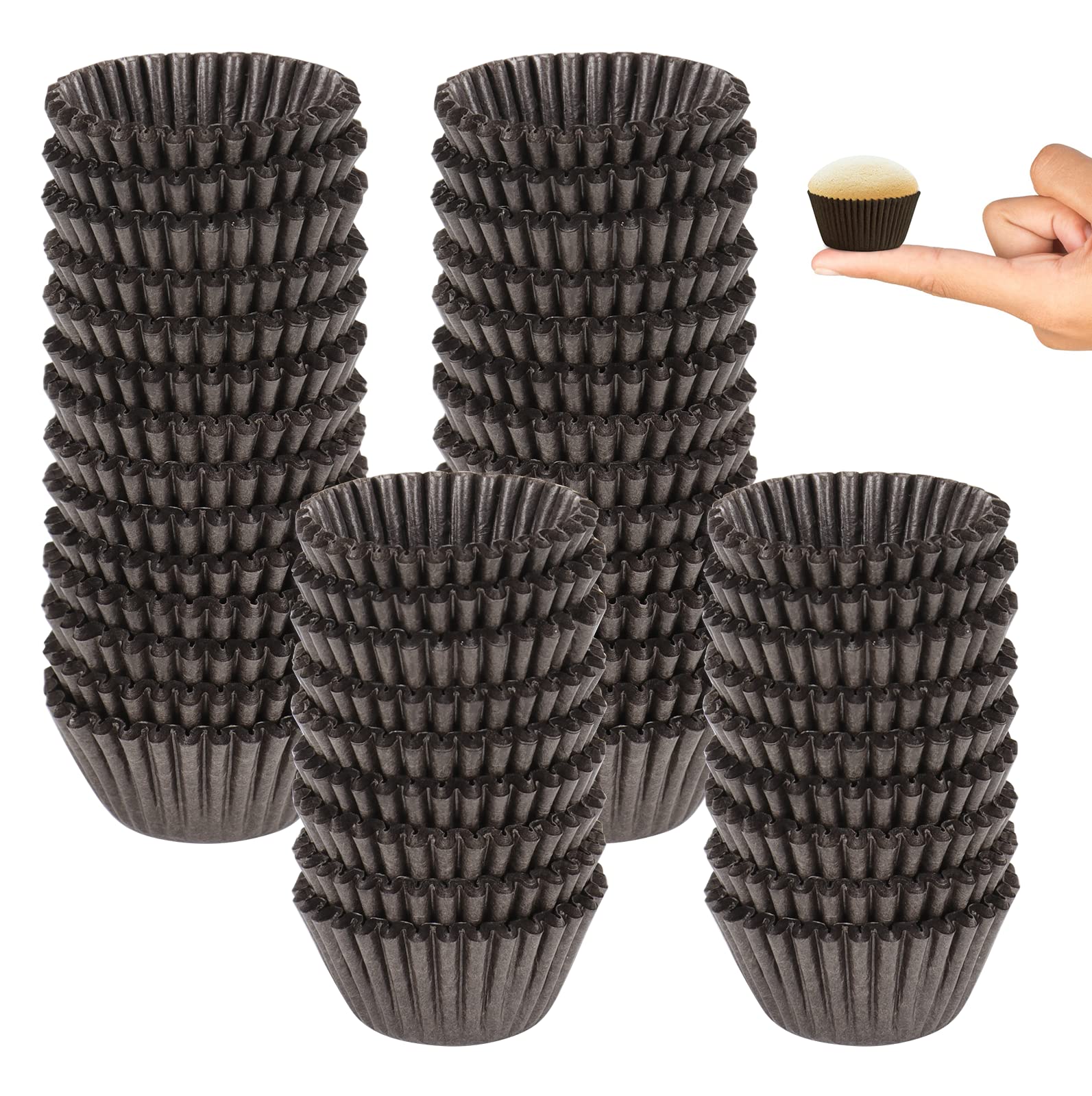 Dreamtop 900 Pieces Mini Cupcake Liners, Brown Mini Muffin Liners Baking Cups Liners Mini Cup Cakes Liners For Baking Chocolate