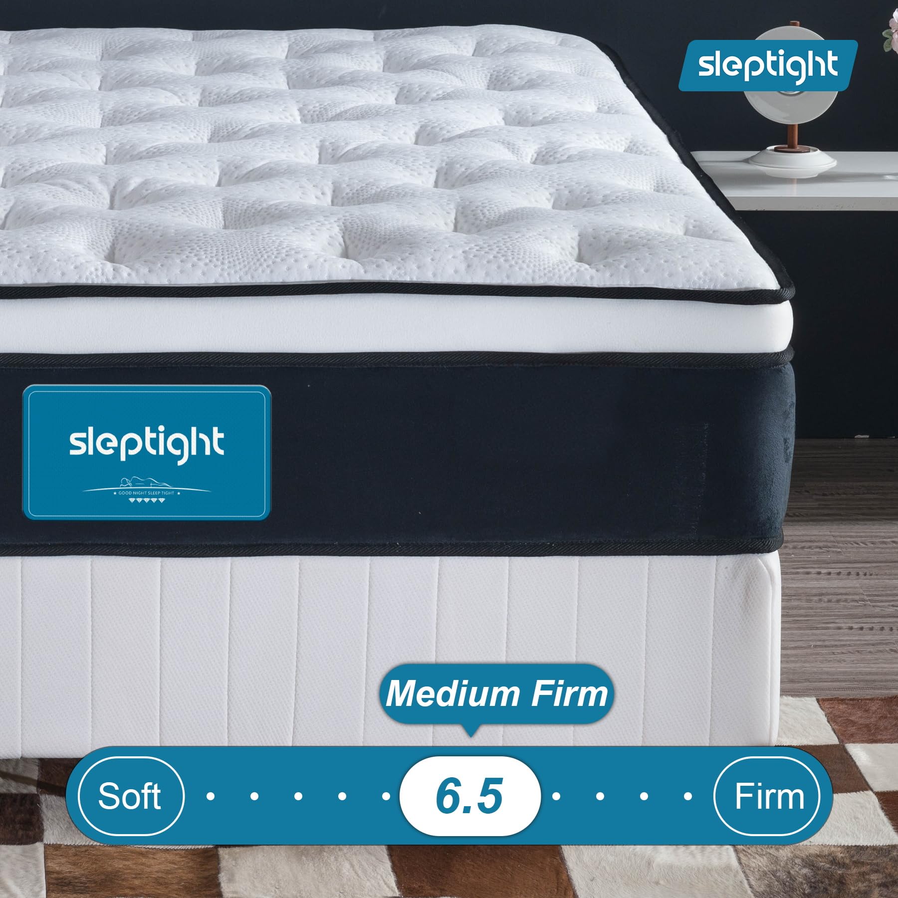 Sleptight Short Queen Mattress, 12 Inches Pillow Top Hybrid Rv Mattress In A Bag, Pocket Spring Mattress For Medium Firm Pressur