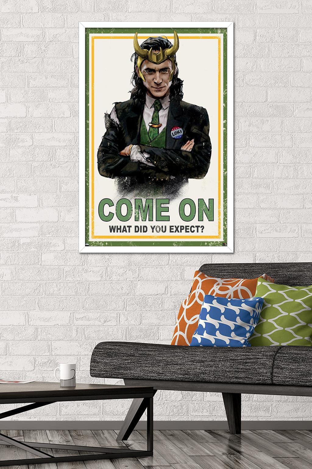 Trends International Marvel Loki-What Did You Expect Wall Poster, 22.375'' X 34'', White Framed Version