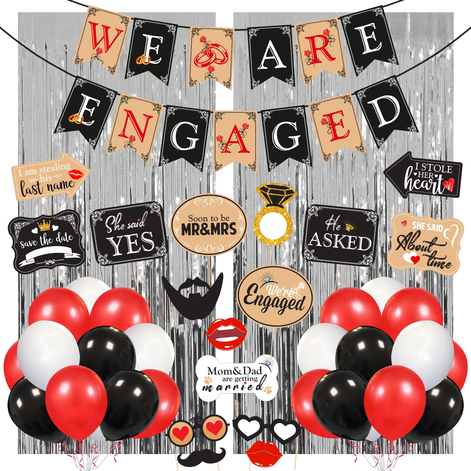 Zyozique 44 Pcs Engagment Decoration kit Bridal Shower Decorations for Wedding Engagement Theme Party Decorations Included Paper