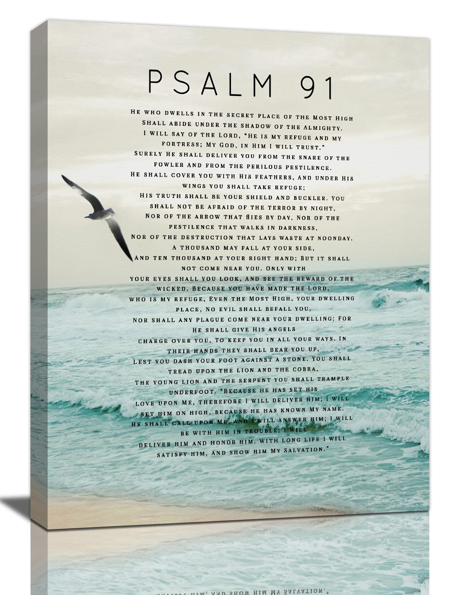 Psalm 91 Wall Art Scripture Wall Decor Bible Verse Canvas Prints Christian Religous Framed Artwork For Bedroom Living Room Churc