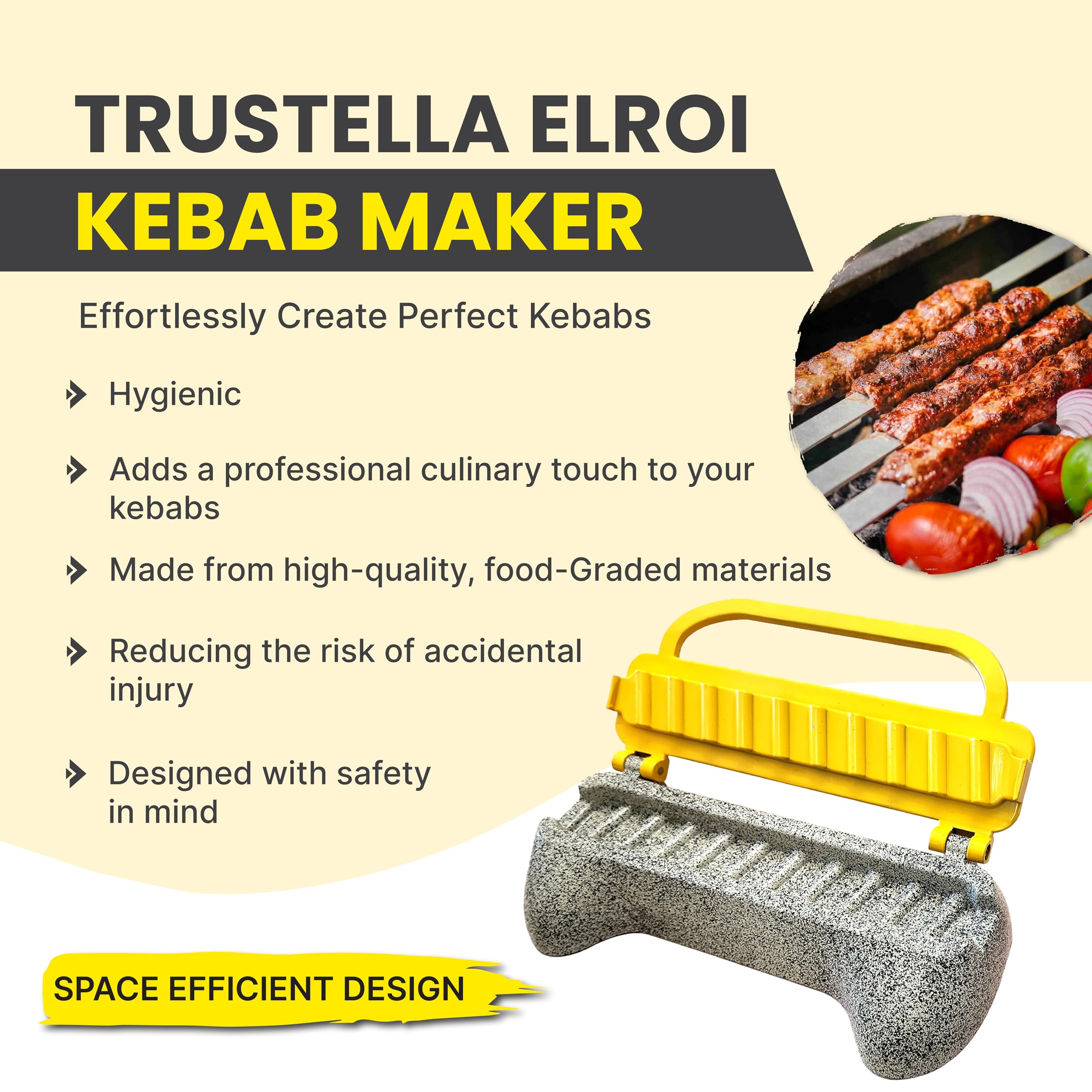 Premium Aluminum Trustella Kebab Maker | Create Flawless, Professional Skewers | Heavy-Duty, Non-Stick, Food Grade Teflon Coatin