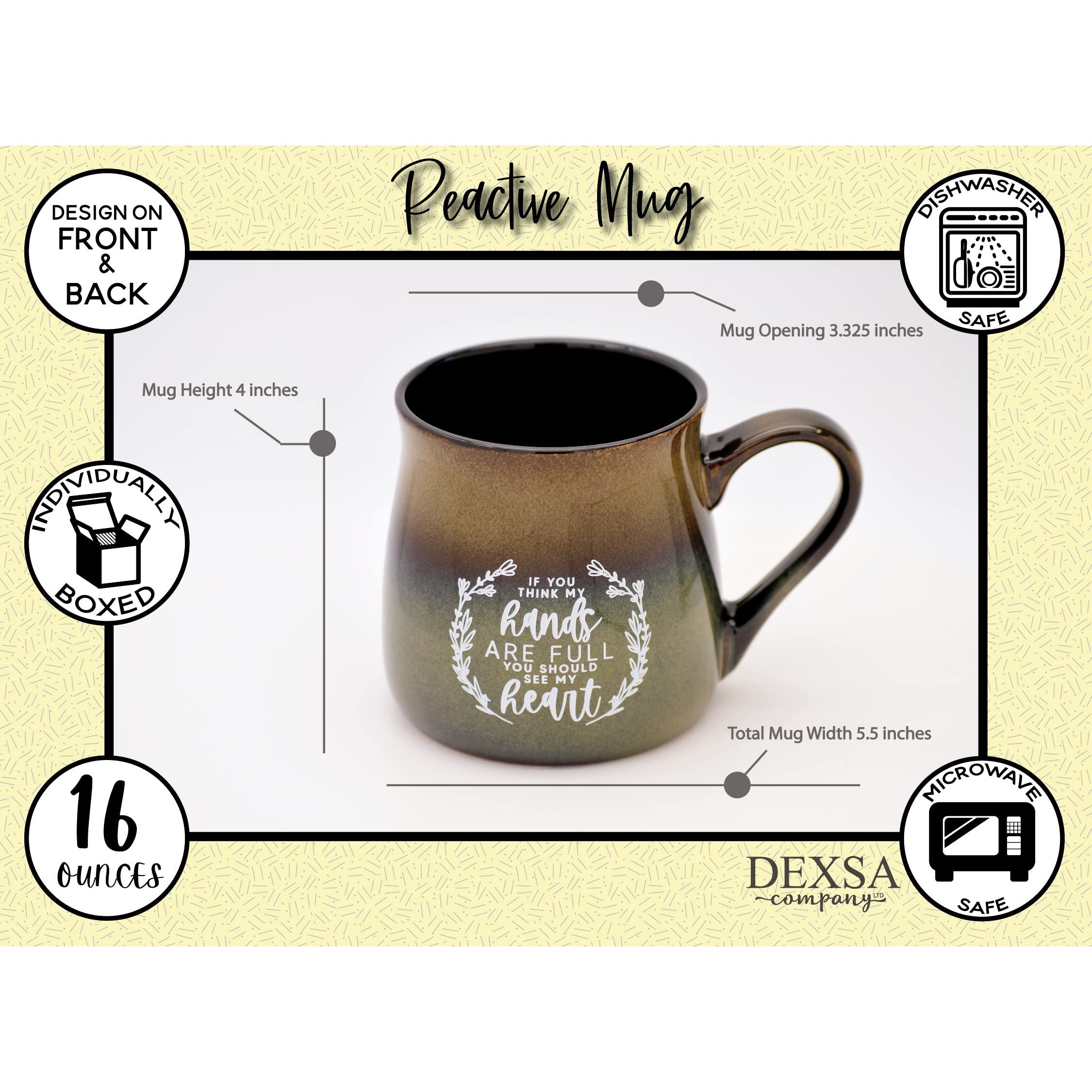 Ceramic Designer Coffee Mug | If You Think My Hands Are Full You Should See My Heart | Holds 16 Ounces | Dishwasher And Microwav