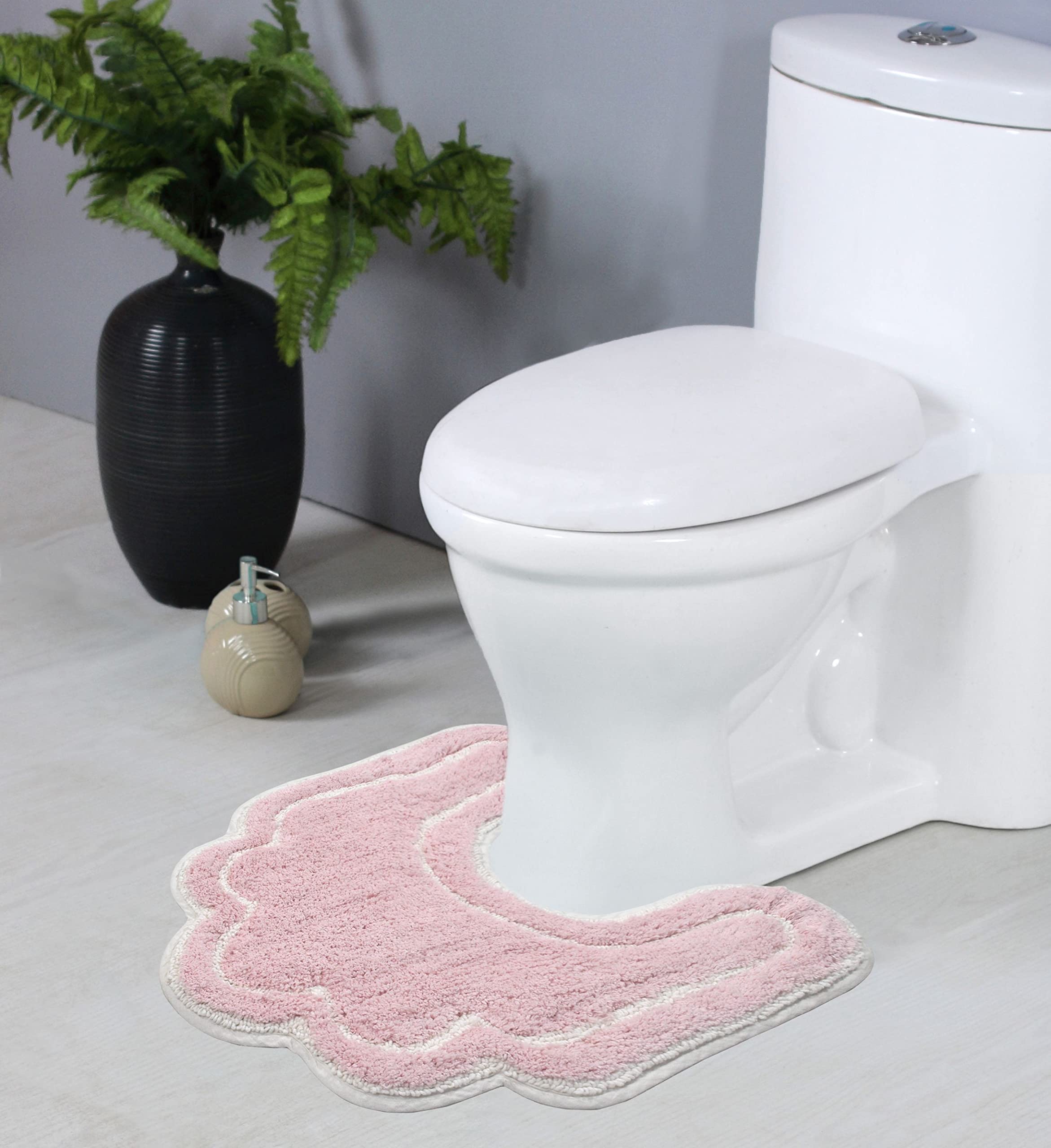 Home Weavers Allure Collection Toilet Rugs U Shaped Contour,Extra Thick Toilet Rug, Non-Slip Contour Mat For Bathroom,100% Cotto