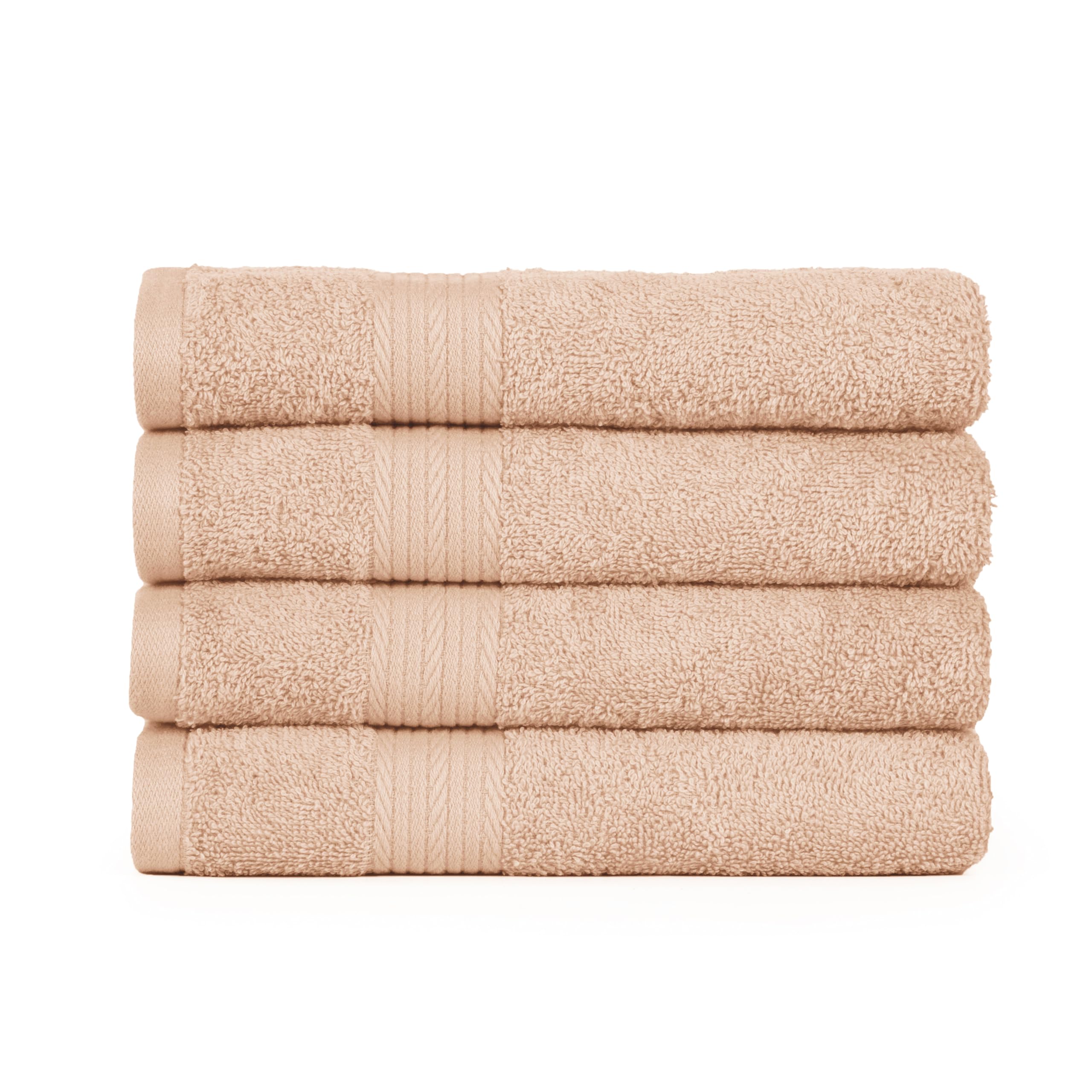 Ample Decor Hand Towel 18 X 28 Inch Pack Of 4, 600 Gsm, 100% Cotton, Oeko Tex Certified, Beige