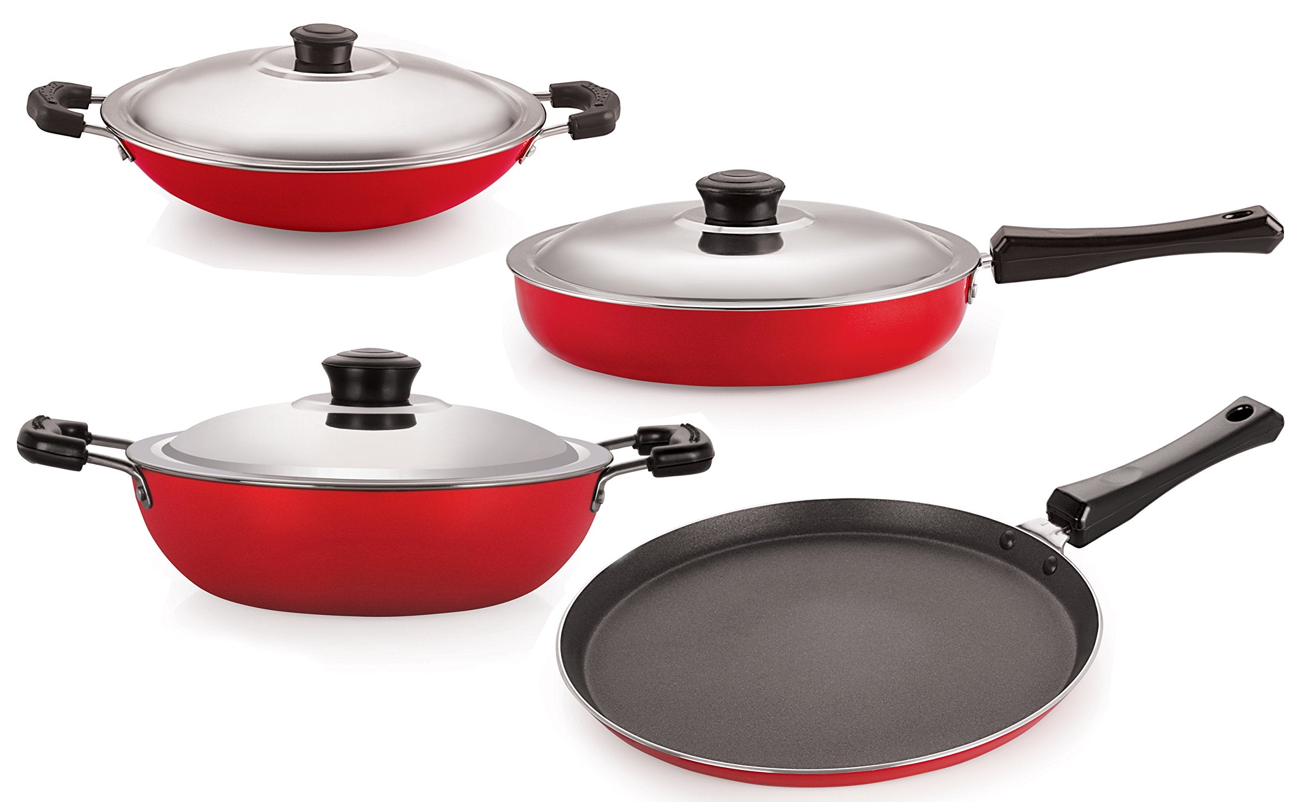 Nirlon NonStick Cookware Kitchen Cooking Utencil Combo Set, (26_Fp12_Dkdb_Ch_Ft10),Gas Compatible