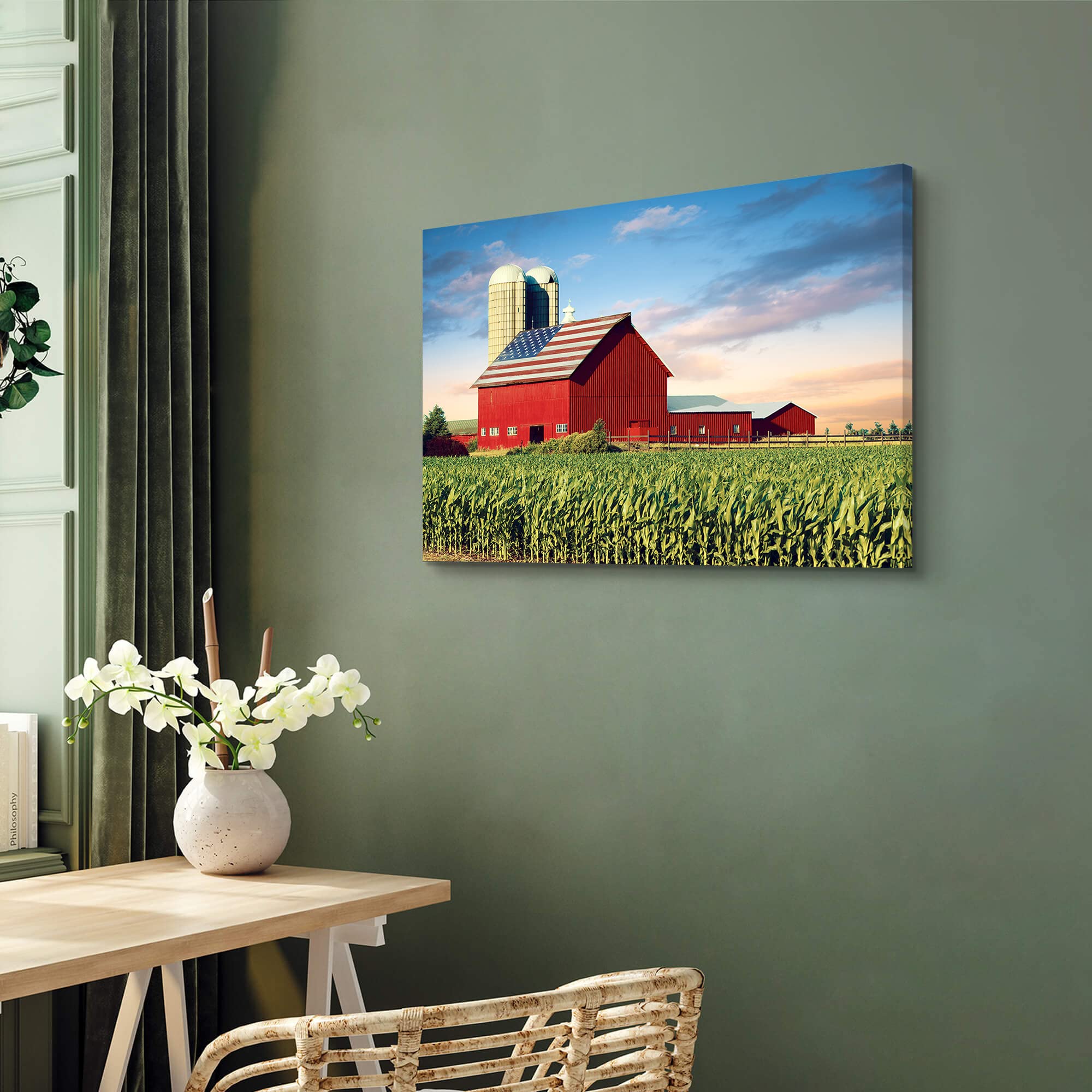 Sd Soft Dance Farm Canvas Wall Art Decor: Farmhouse Scenic Artwork Rustic Barn Landscape Sunrise Painting Pictures For Living Ro