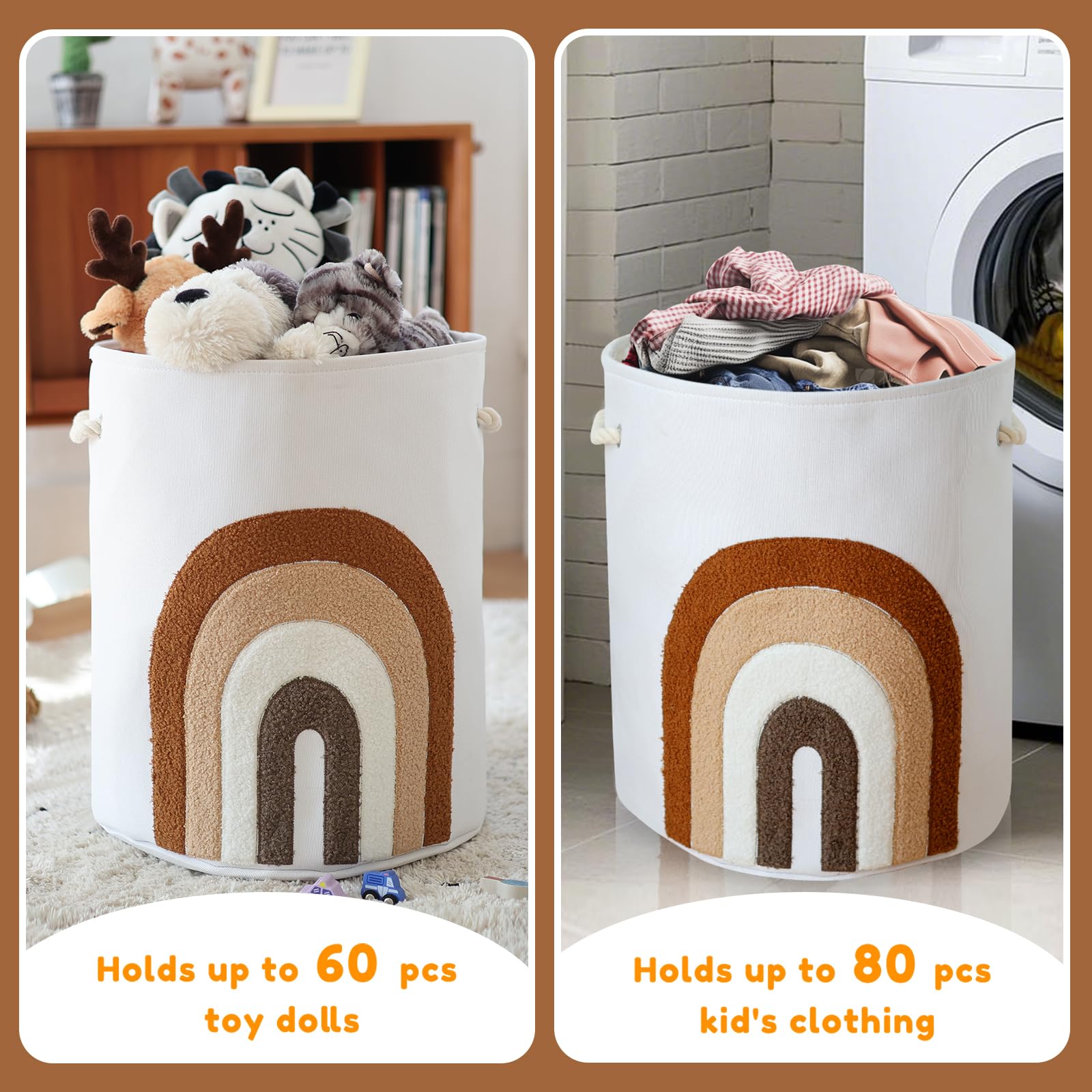 Inough Large Laundry Basket Tall Baskets Storage For Dirty Clothes, Toys Storage Bin Baby Hamper 58L Clothes Hampers Blanket Bas