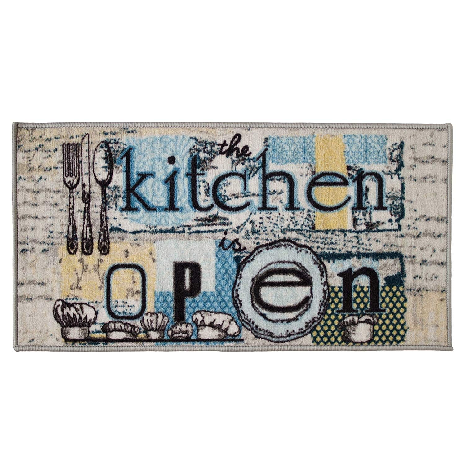 Kashi Home Kitchen Rug, Printed Area Rug, Durable Floor, Door Mat, Farmhouse Non-Slip Carpet Latex Backing Beautiful Design, Ope