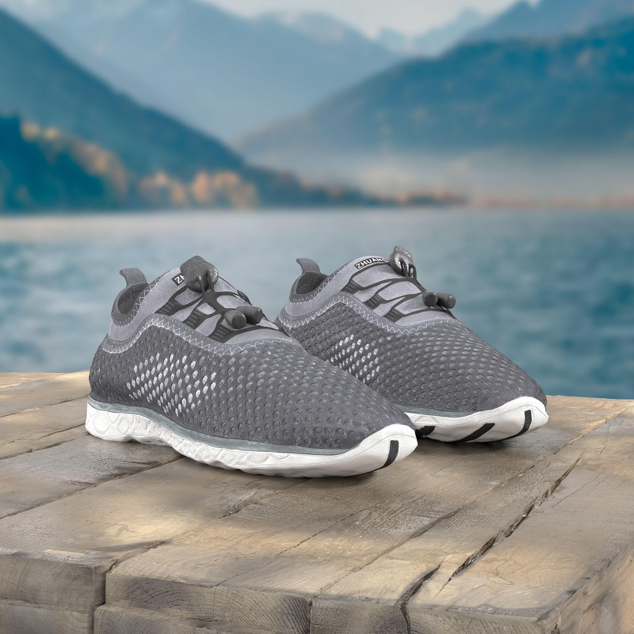 Zhuanglin Womens Quick Drying Aqua Water Shoes,Darkgrey,7 B(M) Us