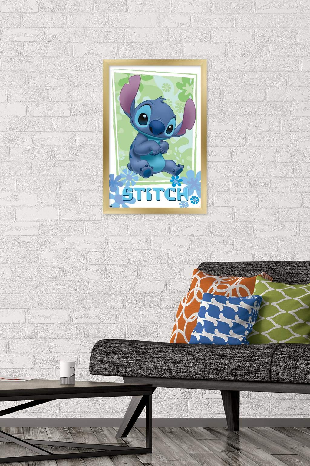 Trends International Disney Lilo And Stitch - Flowers Wall Poster, 14.725'' X 22.375'', Gold Framed Version