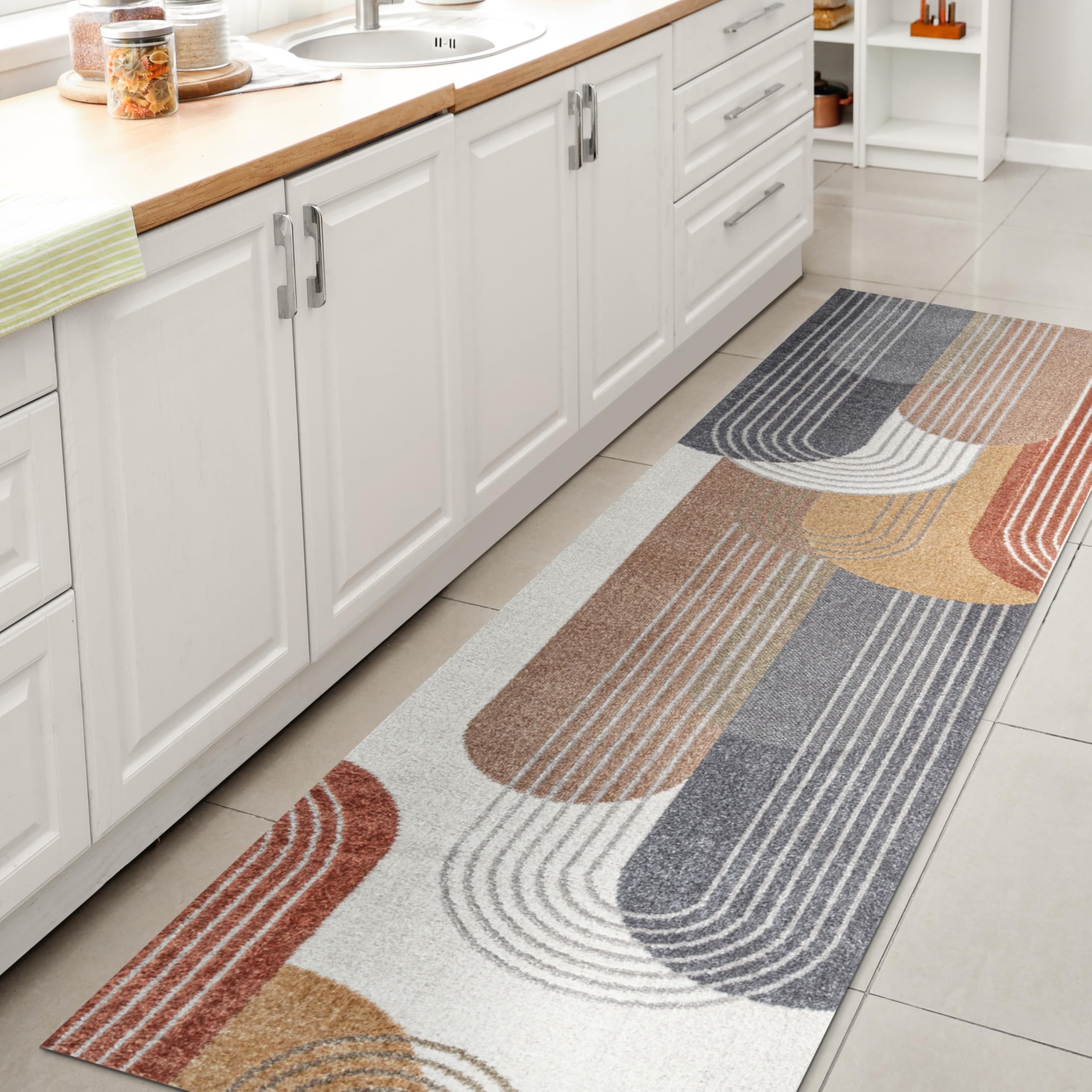 JONATHAN Y WSH312A-28 Arches Contemporary Minimalist Machine-Washable Multi 2 ft. x 8 ft. Runner Rug, Bohemian, Contemporary, Mo