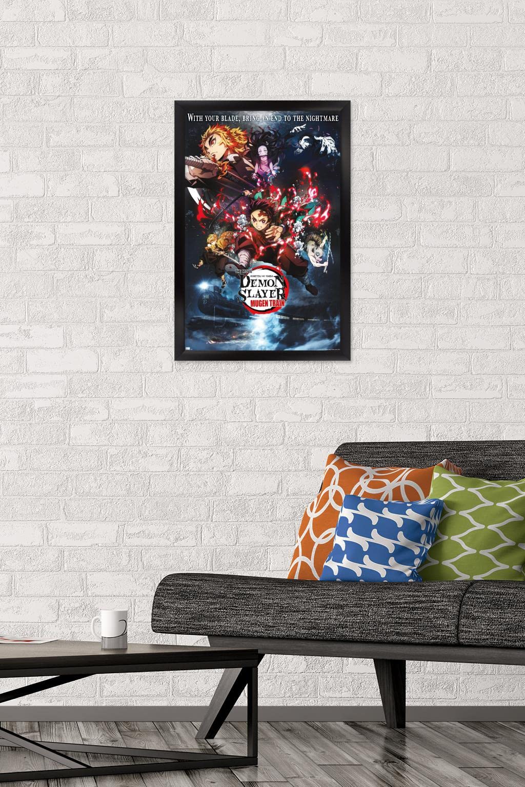 Trends International Demon Slayer: Mugen Train - Collage One Sheet Wall Poster, 14.725'' X 22.375'', Black Framed Version