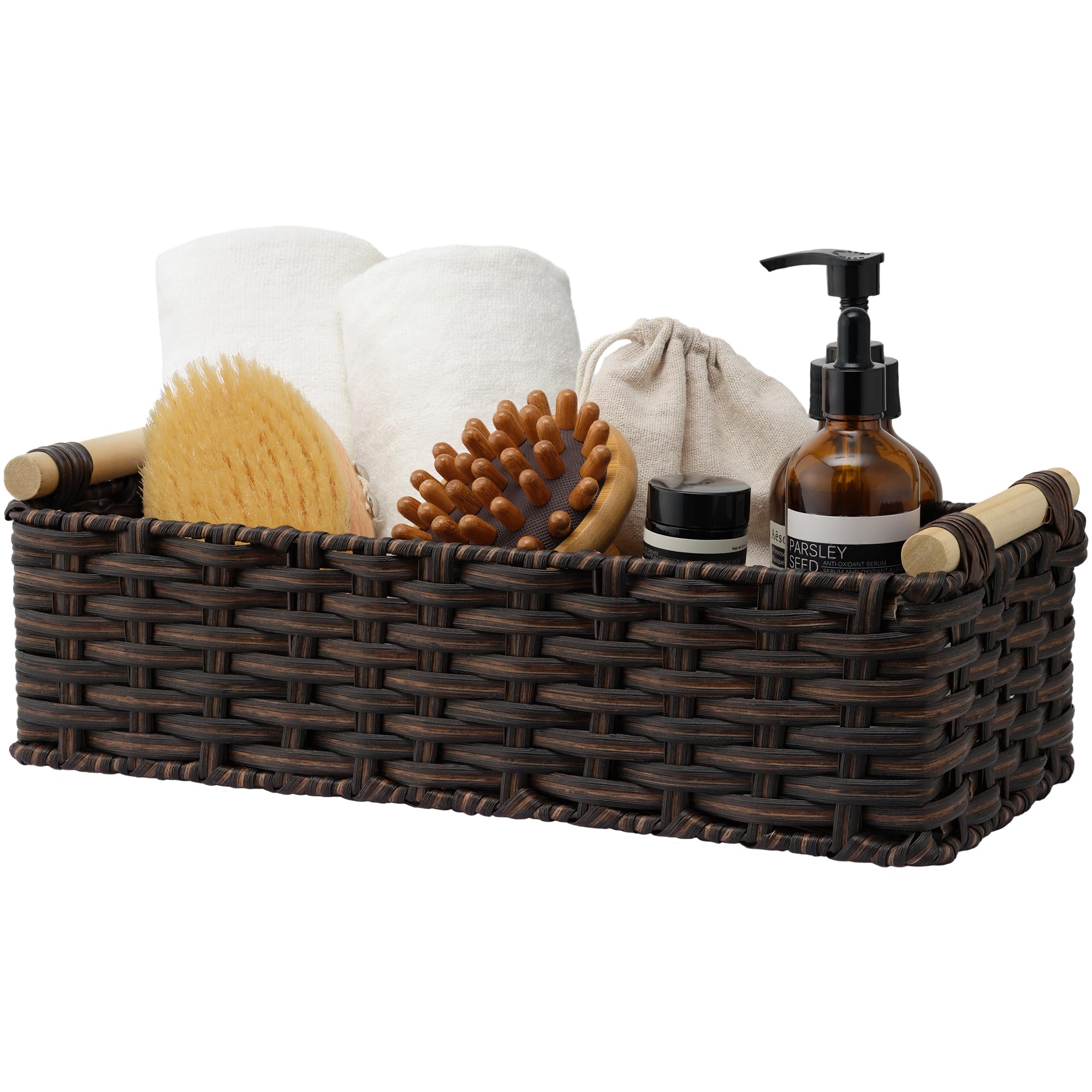 Granny Says Wicker Baskets For Shelves, Wicker Baskets For Storage, Waterproof Toilet Basket Tank Topper, Basket Organizer With