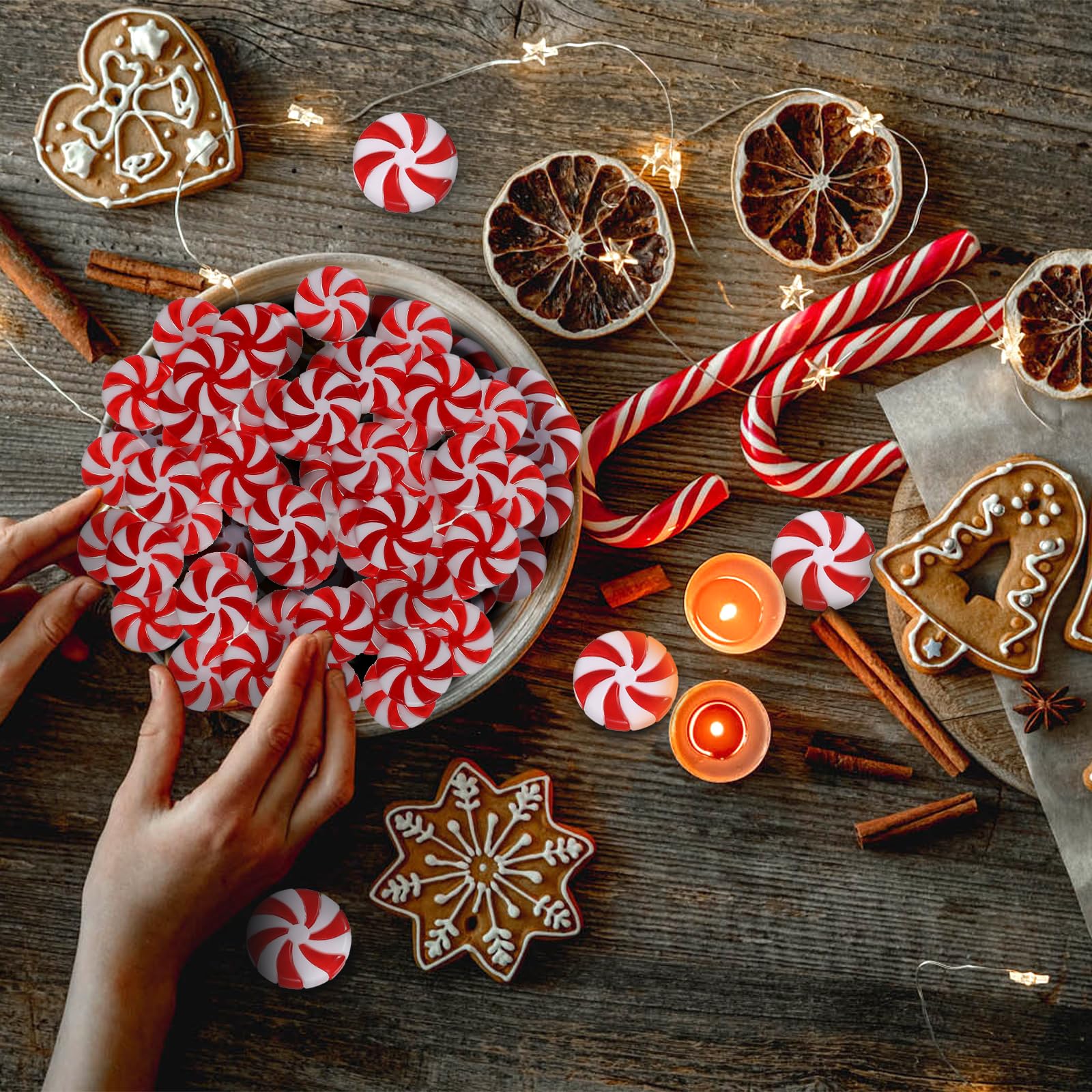 SOIMISS 50pcs Christmas Candy Decorative Hanging Pendants for Tree Ornament Craft Accessories Peppermint for Holiday Festivities