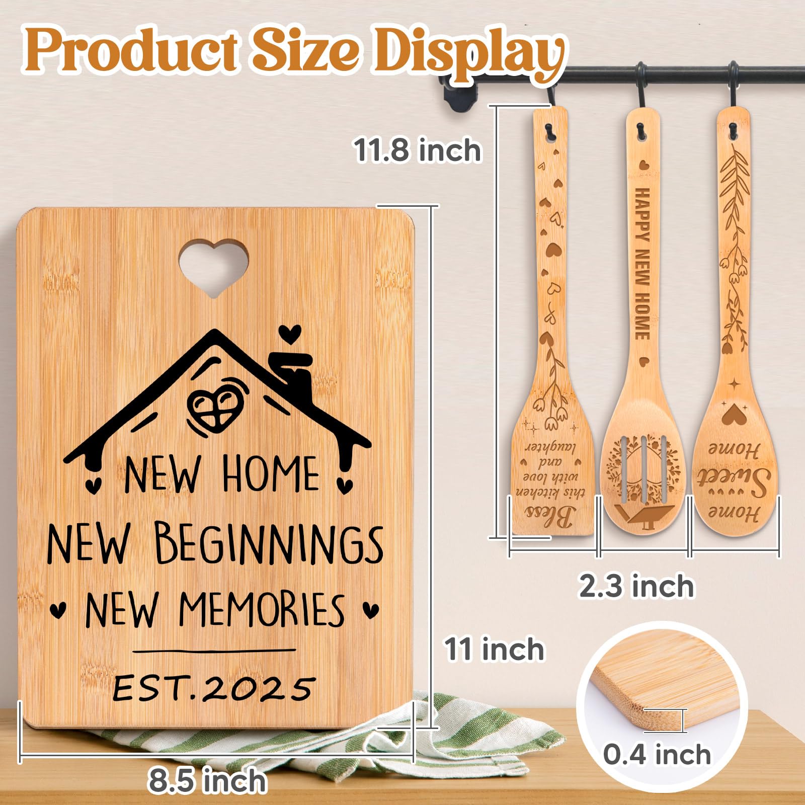 House Warming Gifts New Home -  New Home, New Beginnings, New Memories  Engraved Bamboo Housewarming Gifts New Home Cutting Boar