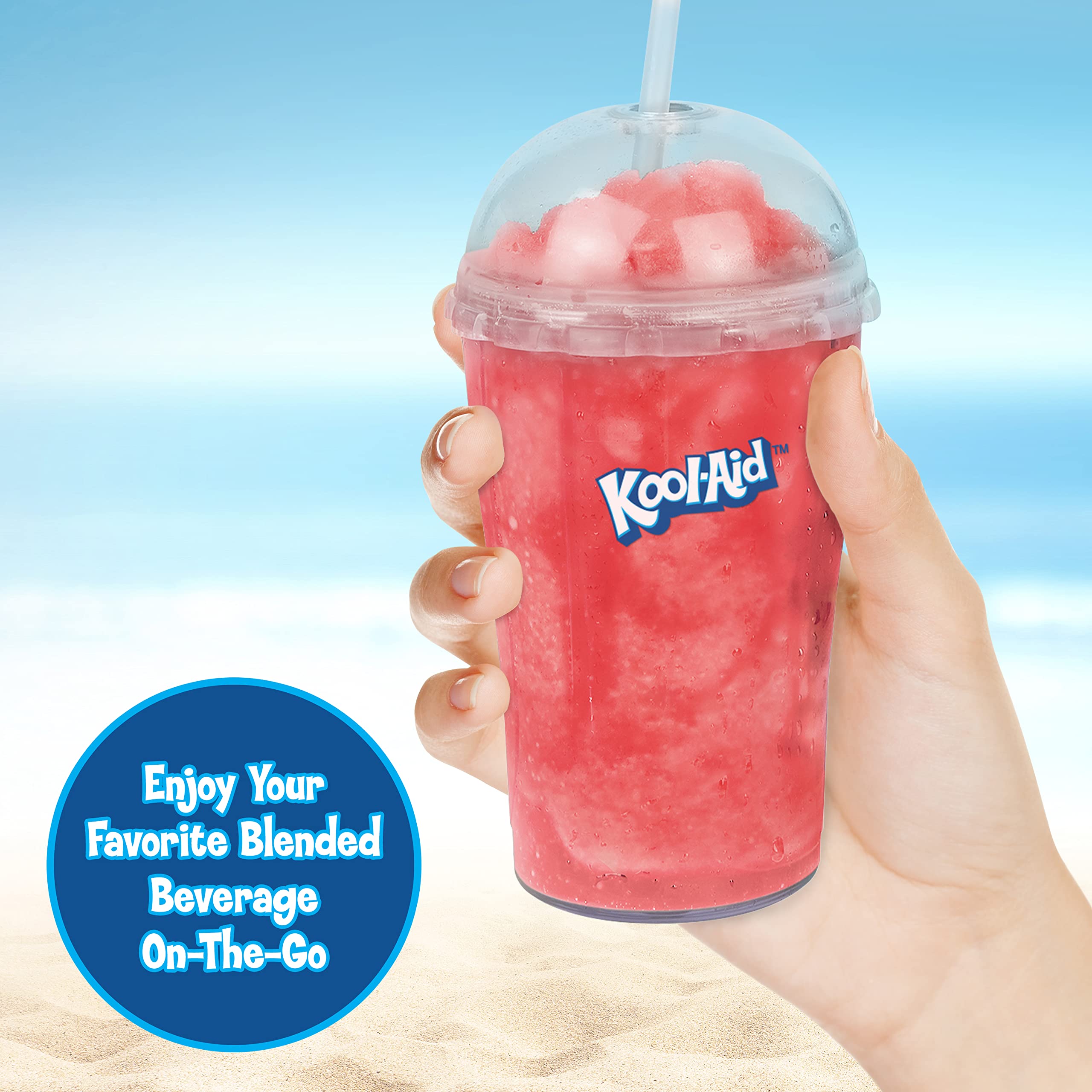 Nostalgia Kool-Aid Slush N Go Personal Blender For Smoothies, Slushies, Shakes, And Fruit Blends, Includes Two 15 Oz Travel Bott