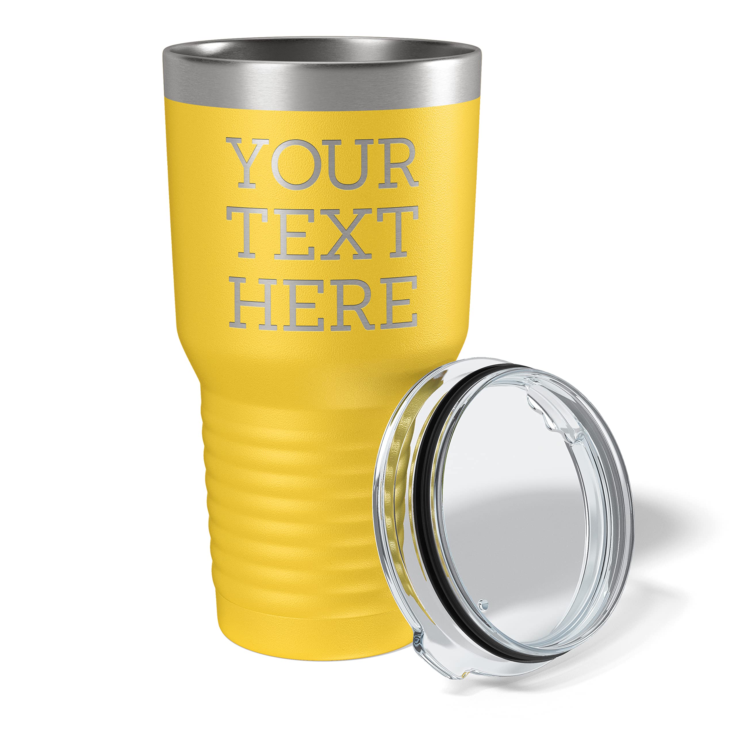 Personalized 30Oz (17 Colors) Powder Coated Insulated Stainless Steel Tumbler With Lid, Custom Etched, Customized Text Message N